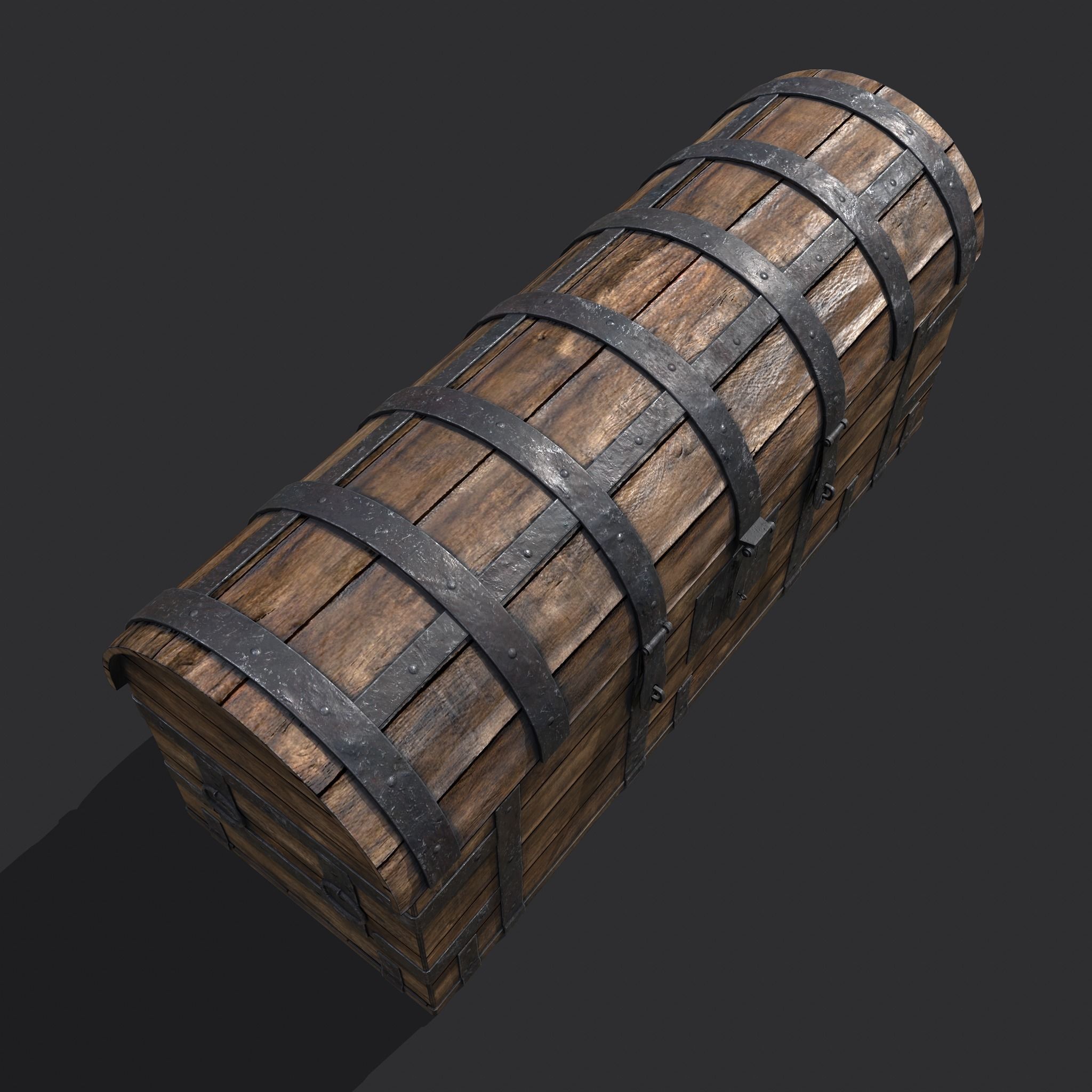 Medieval Chest Iron Bound Decor Low-poly 3D model_4