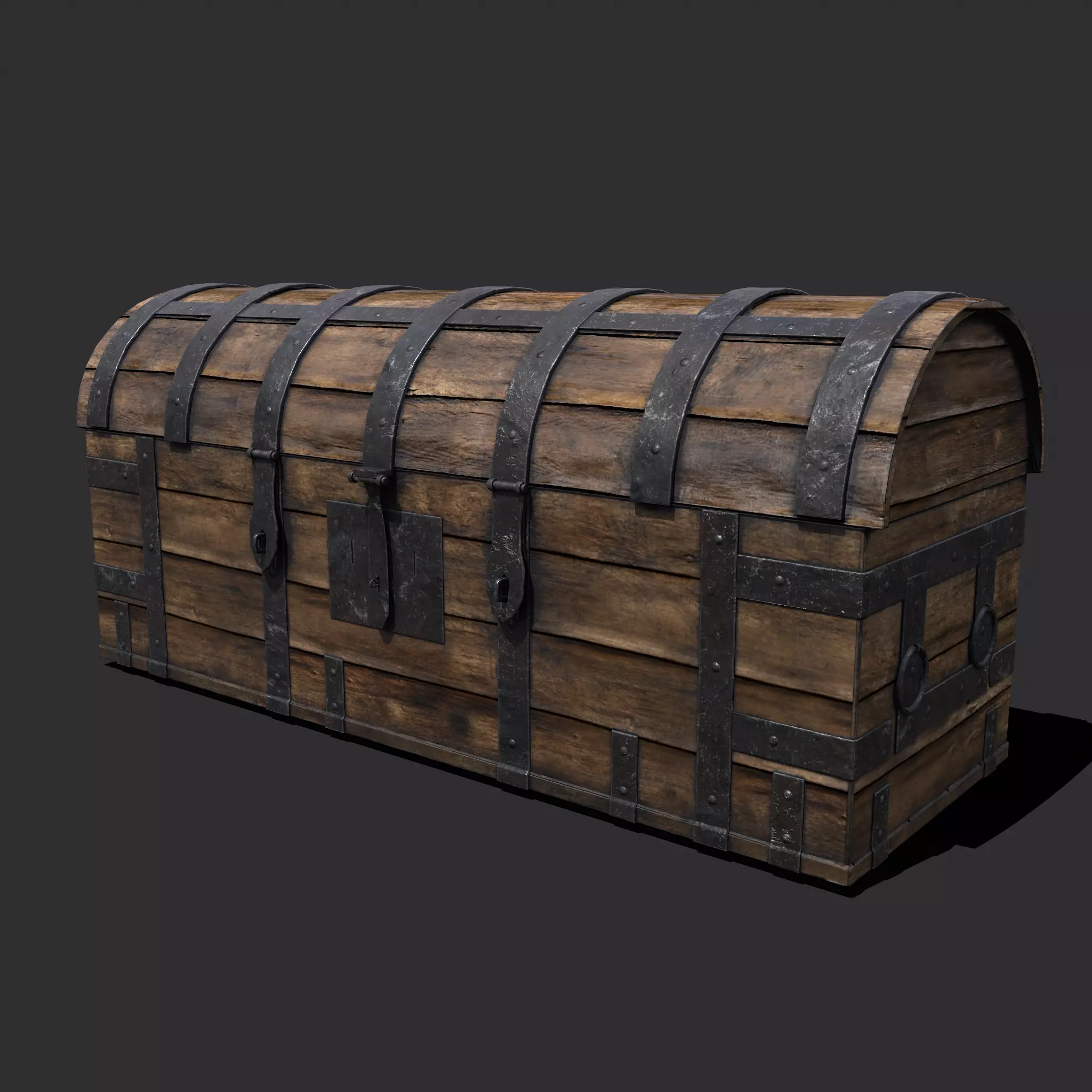 Medieval Chest Iron Bound Decor Low-poly 3D model_0