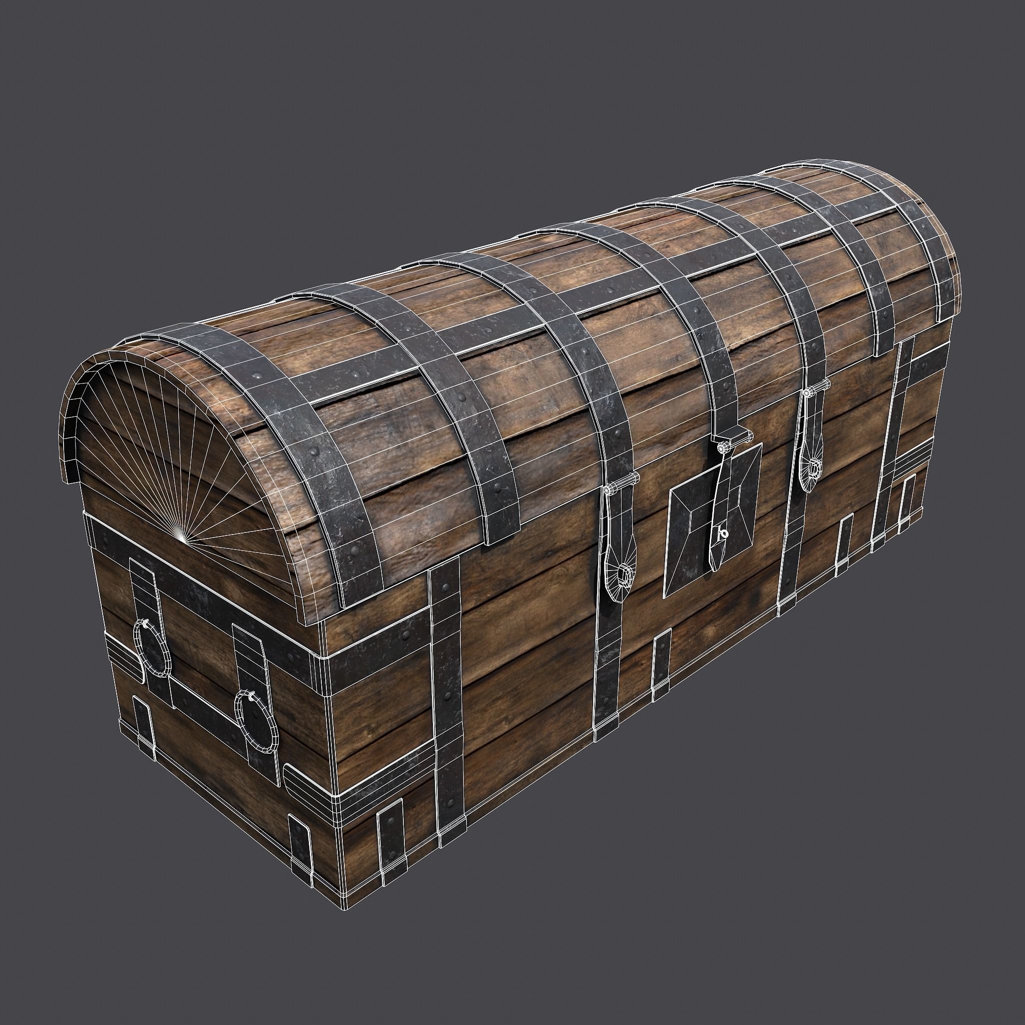 Medieval Chest Iron Bound Decor Low-poly 3D model_26