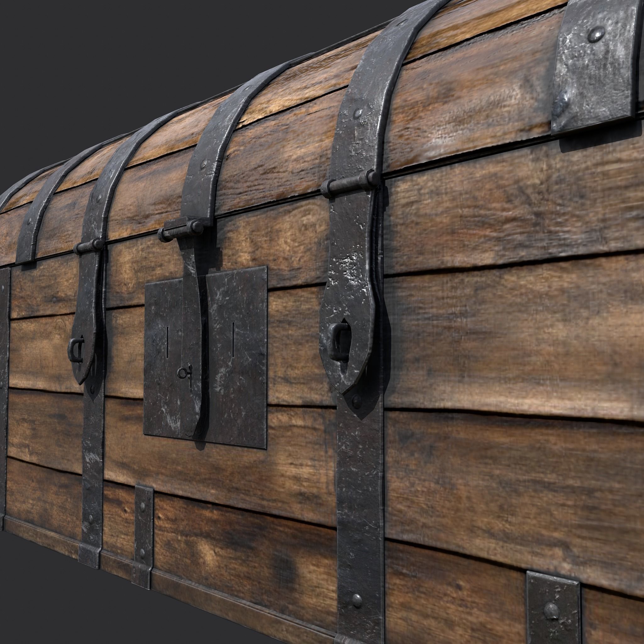 Medieval Chest Iron Bound Decor Low-poly 3D model_10
