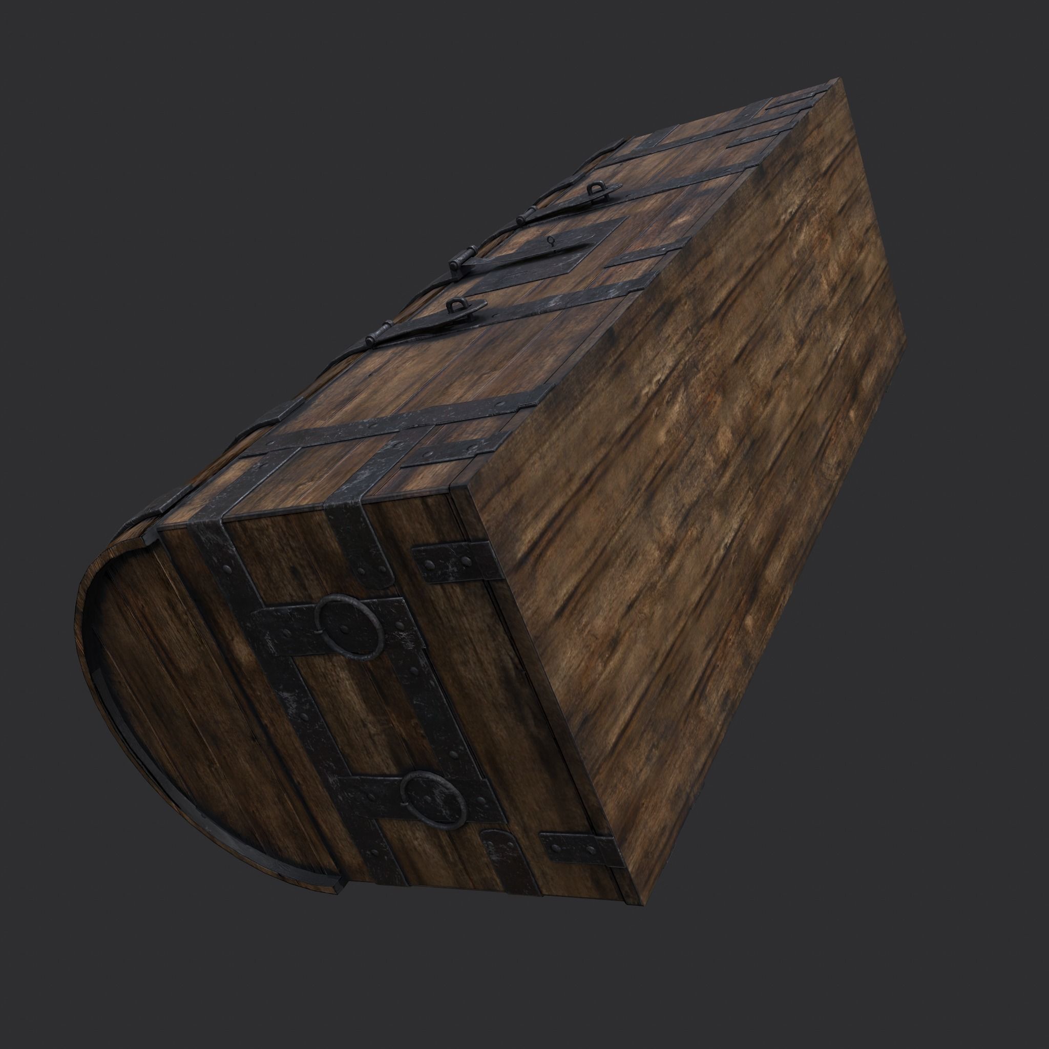 Medieval Chest Iron Bound Decor Low-poly 3D model_16