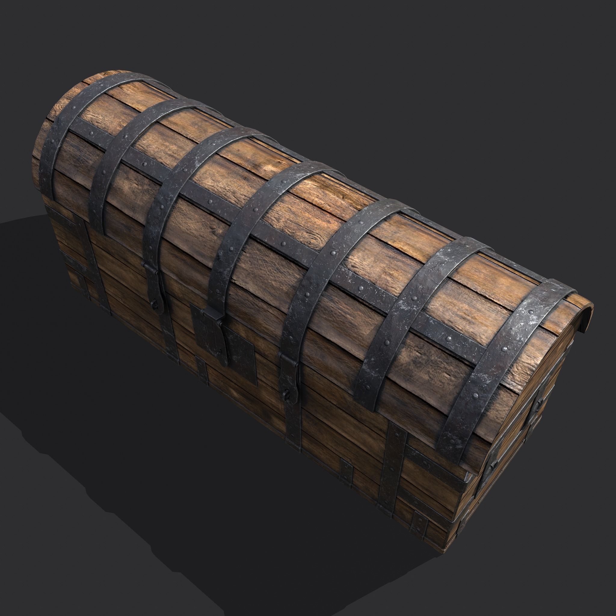 Medieval Chest Iron Bound Decor Low-poly 3D model_7