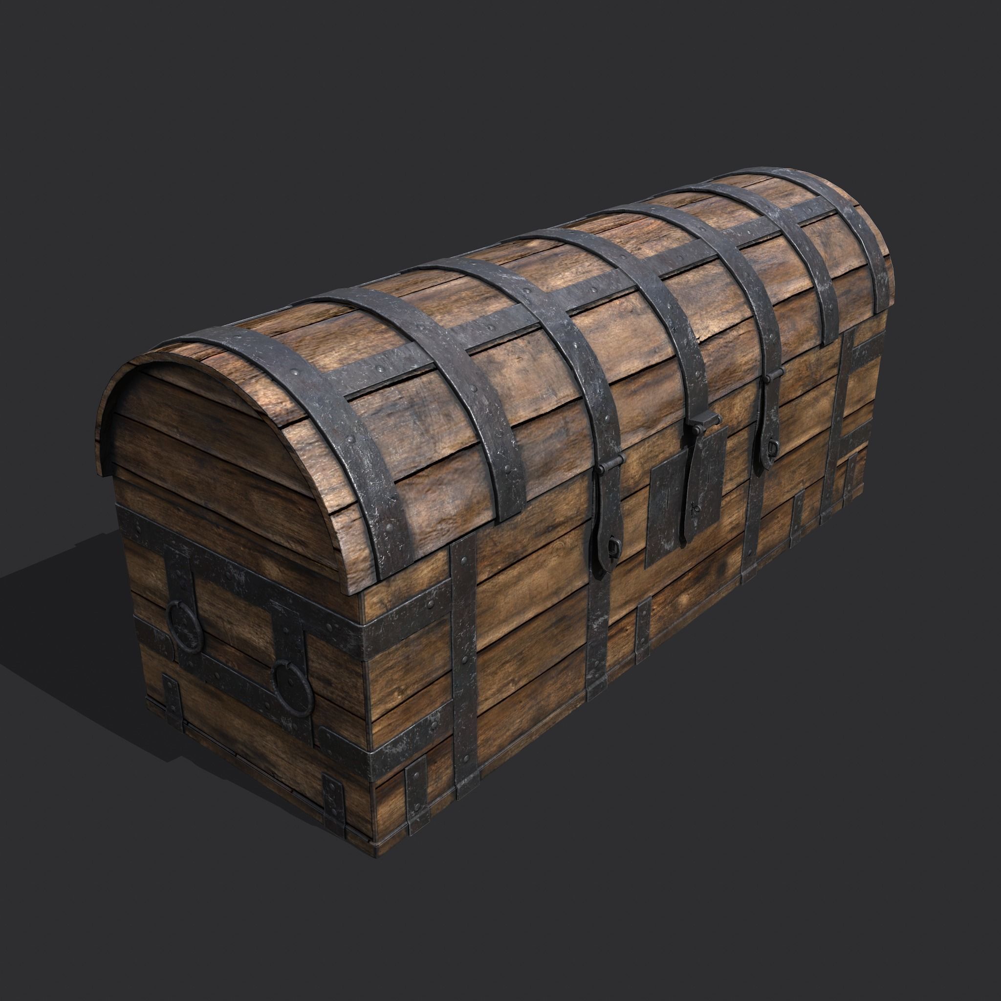 Medieval Chest Iron Bound Decor Low-poly 3D model_5