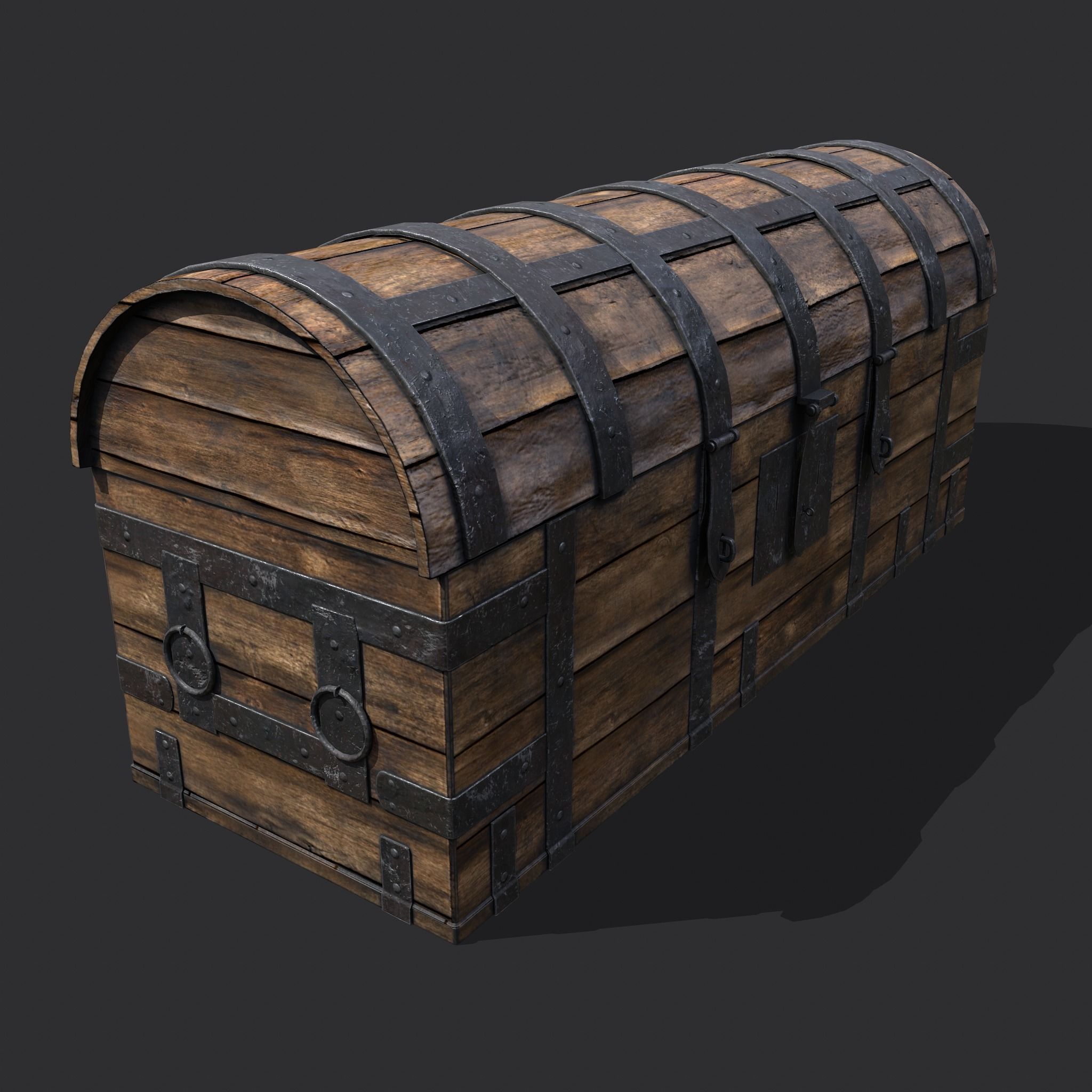 Medieval Chest Iron Bound Decor Low-poly 3D model_3