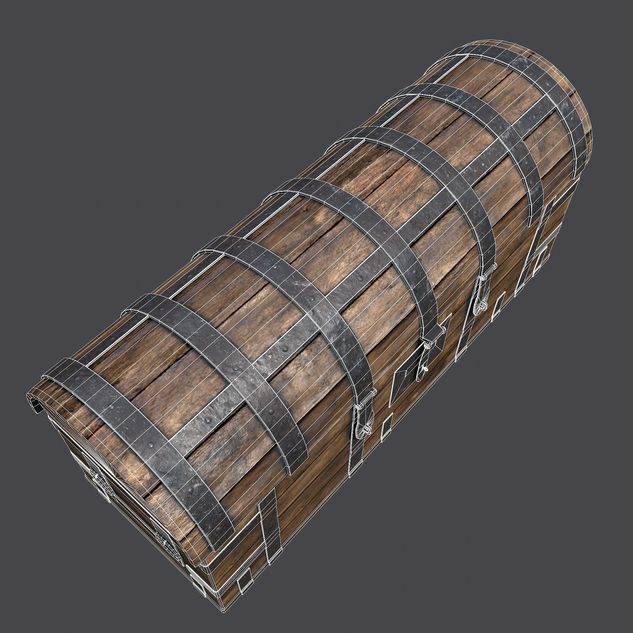 Medieval Chest Iron Bound Decor Low-poly 3D model_20