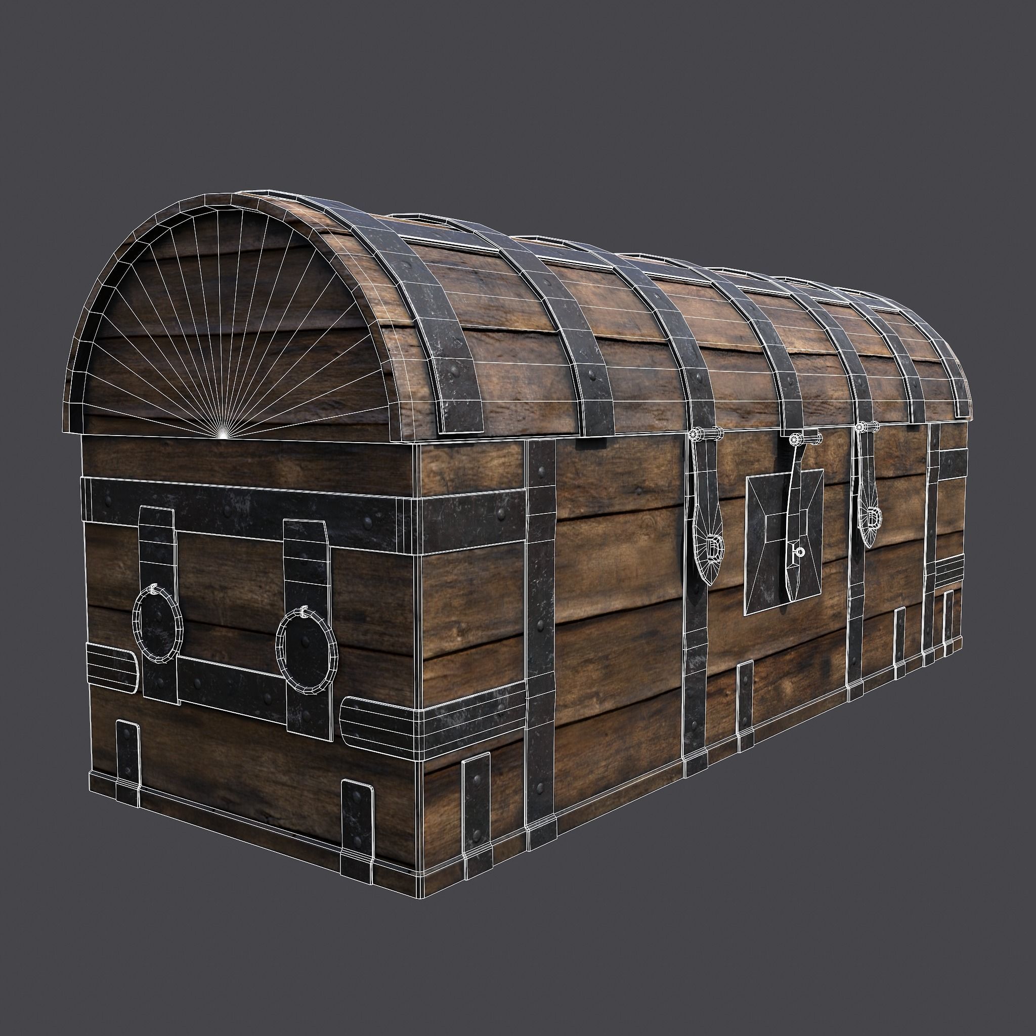 Medieval Chest Iron Bound Decor Low-poly 3D model_19