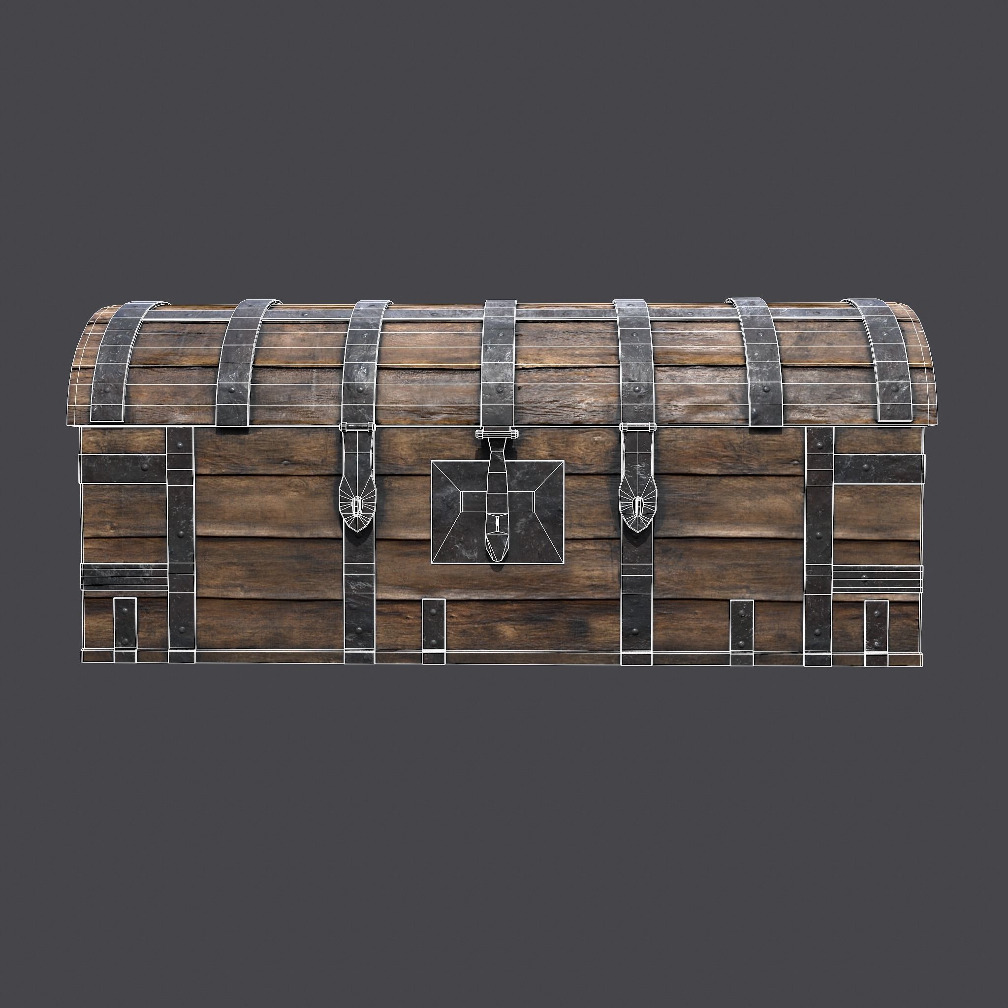 Medieval Chest Iron Bound Decor Low-poly 3D model_18