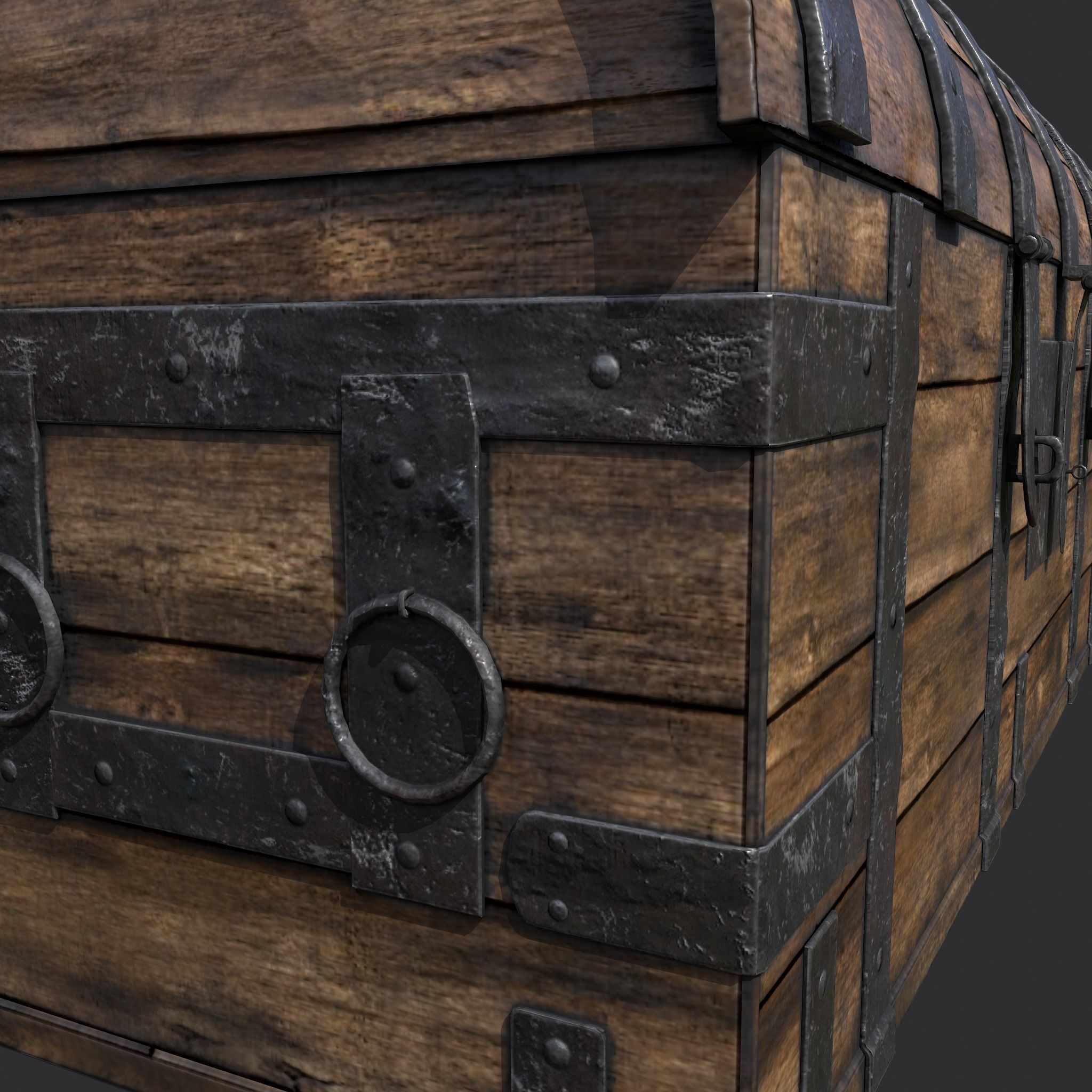 Medieval Chest Iron Bound Decor Low-poly 3D model_11