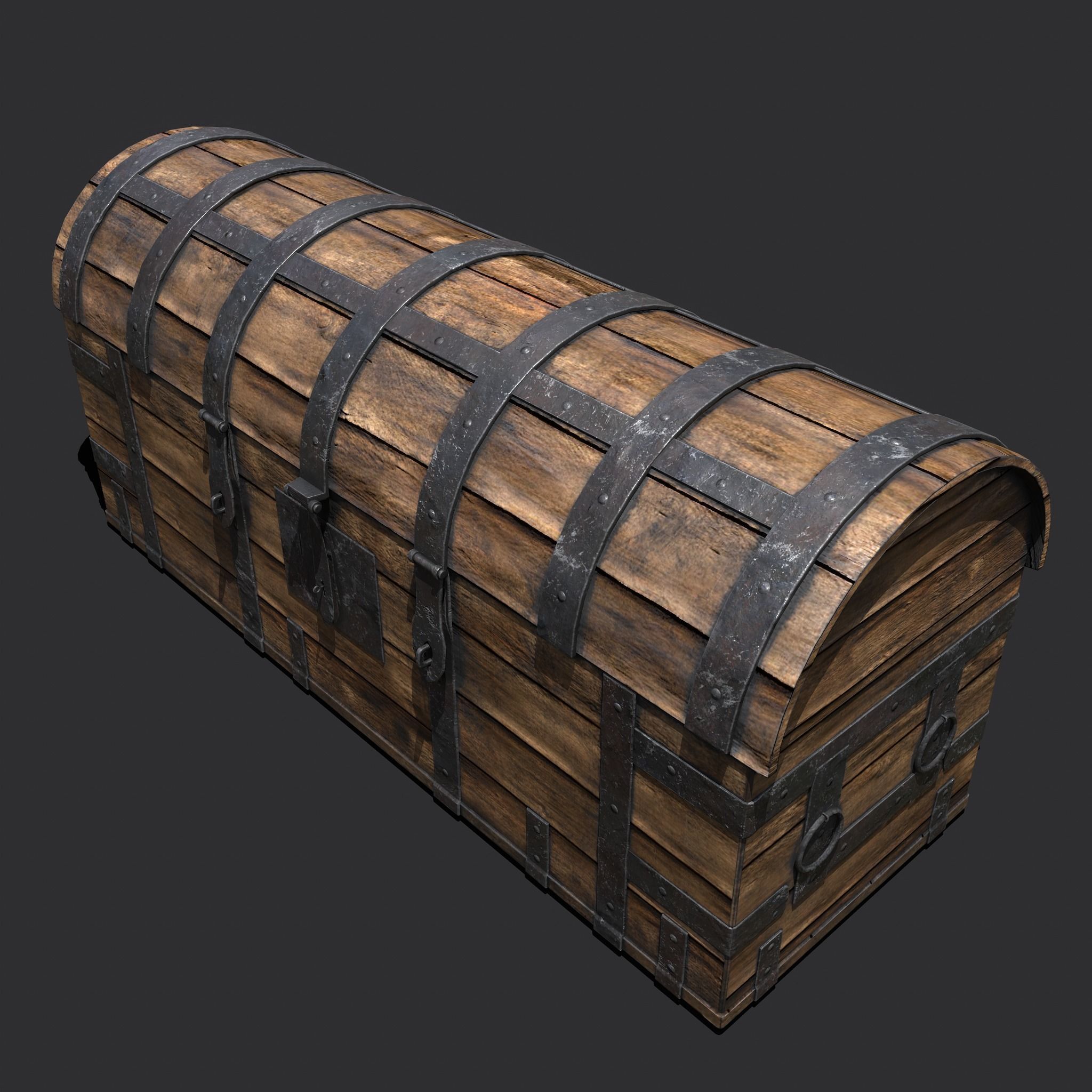 Medieval Chest Iron Bound Decor Low-poly 3D model_15