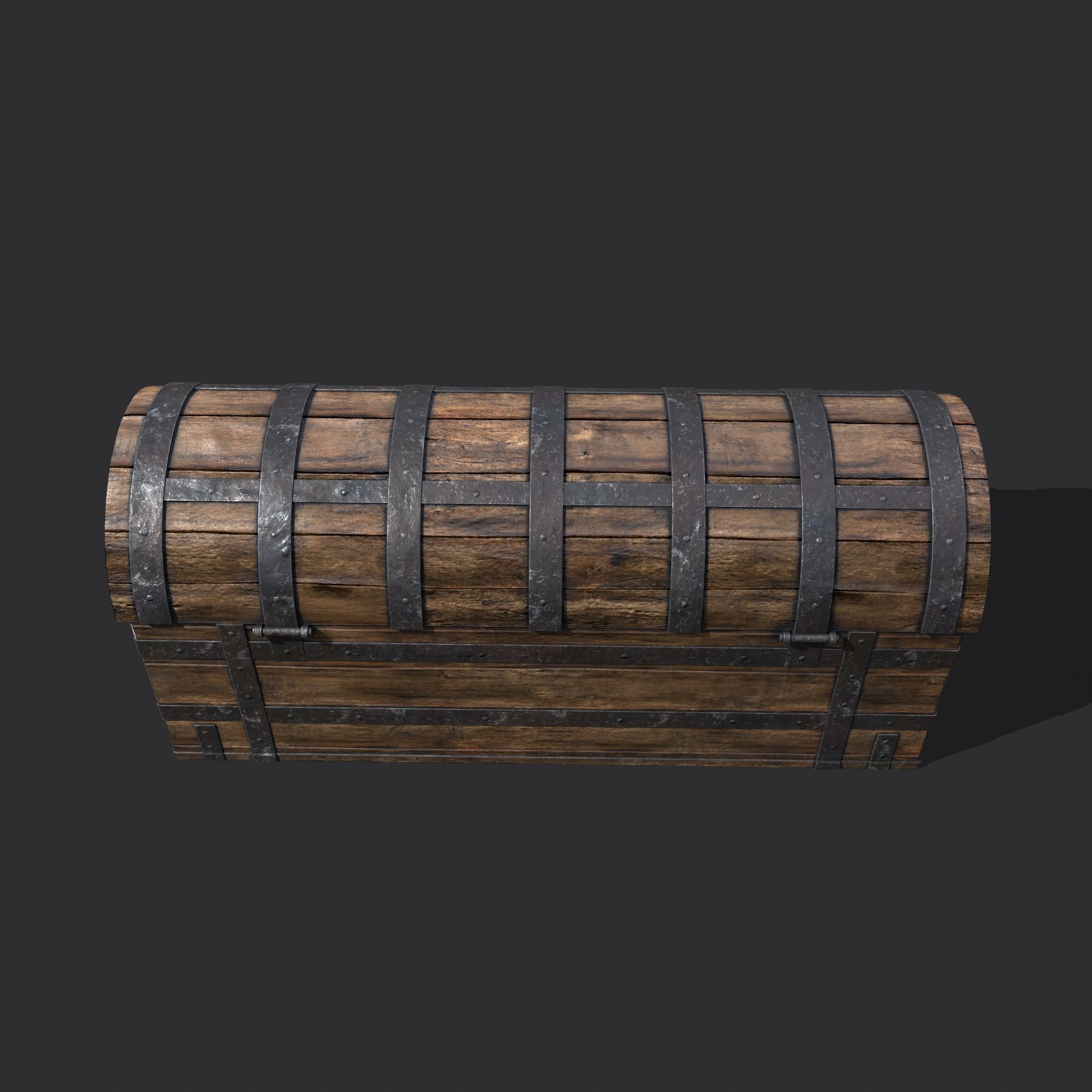 Medieval Chest Iron Bound Decor Low-poly 3D model_13