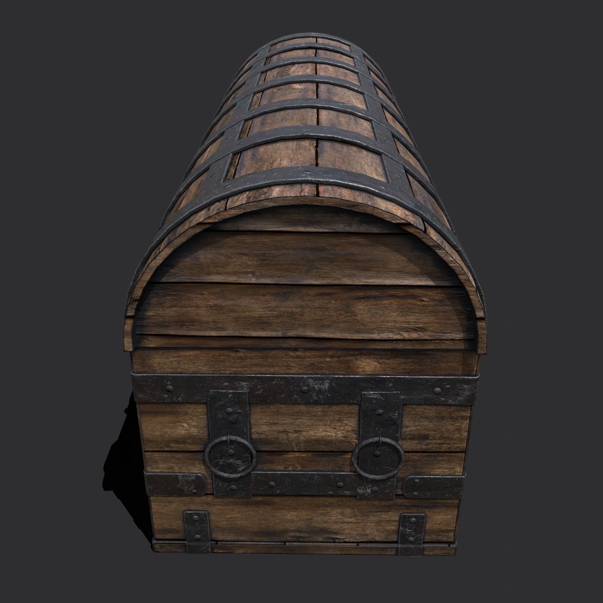 Medieval Chest Iron Bound Decor Low-poly 3D model_8