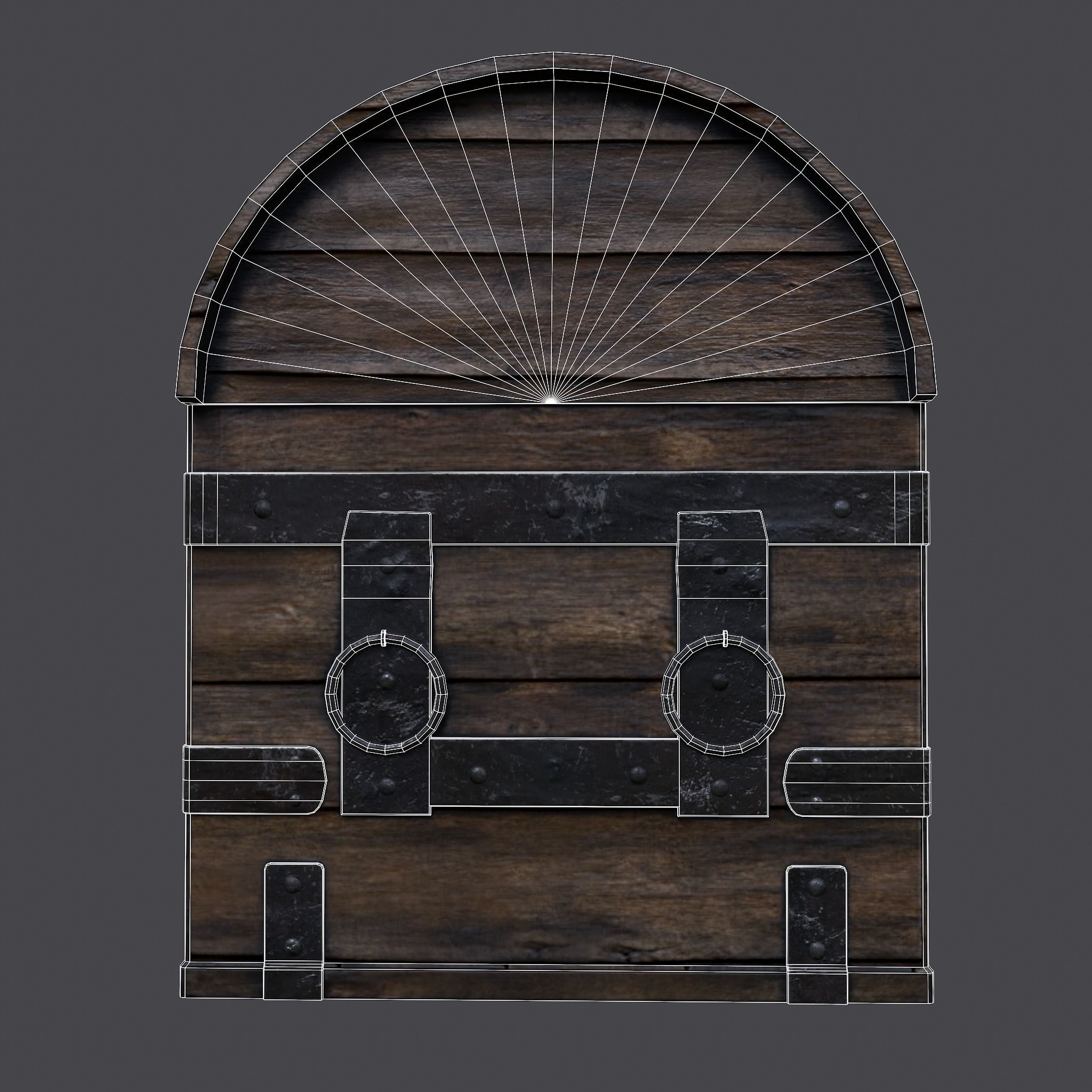 Medieval Chest Iron Bound Decor Low-poly 3D model_23