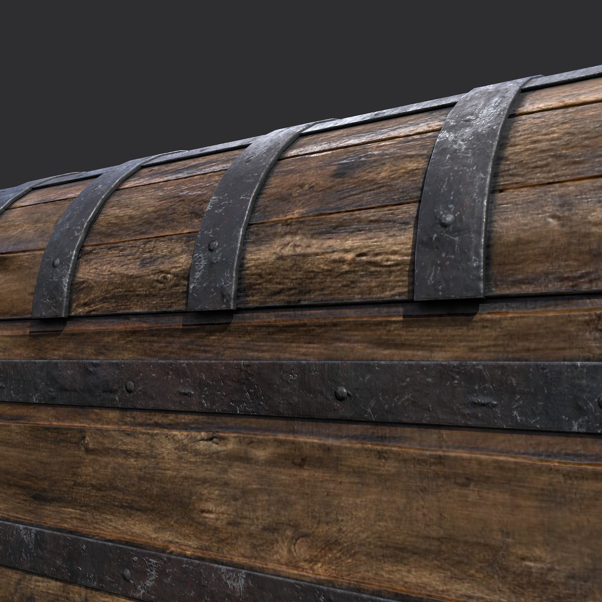 Medieval Chest Iron Bound Decor Low-poly 3D model_12