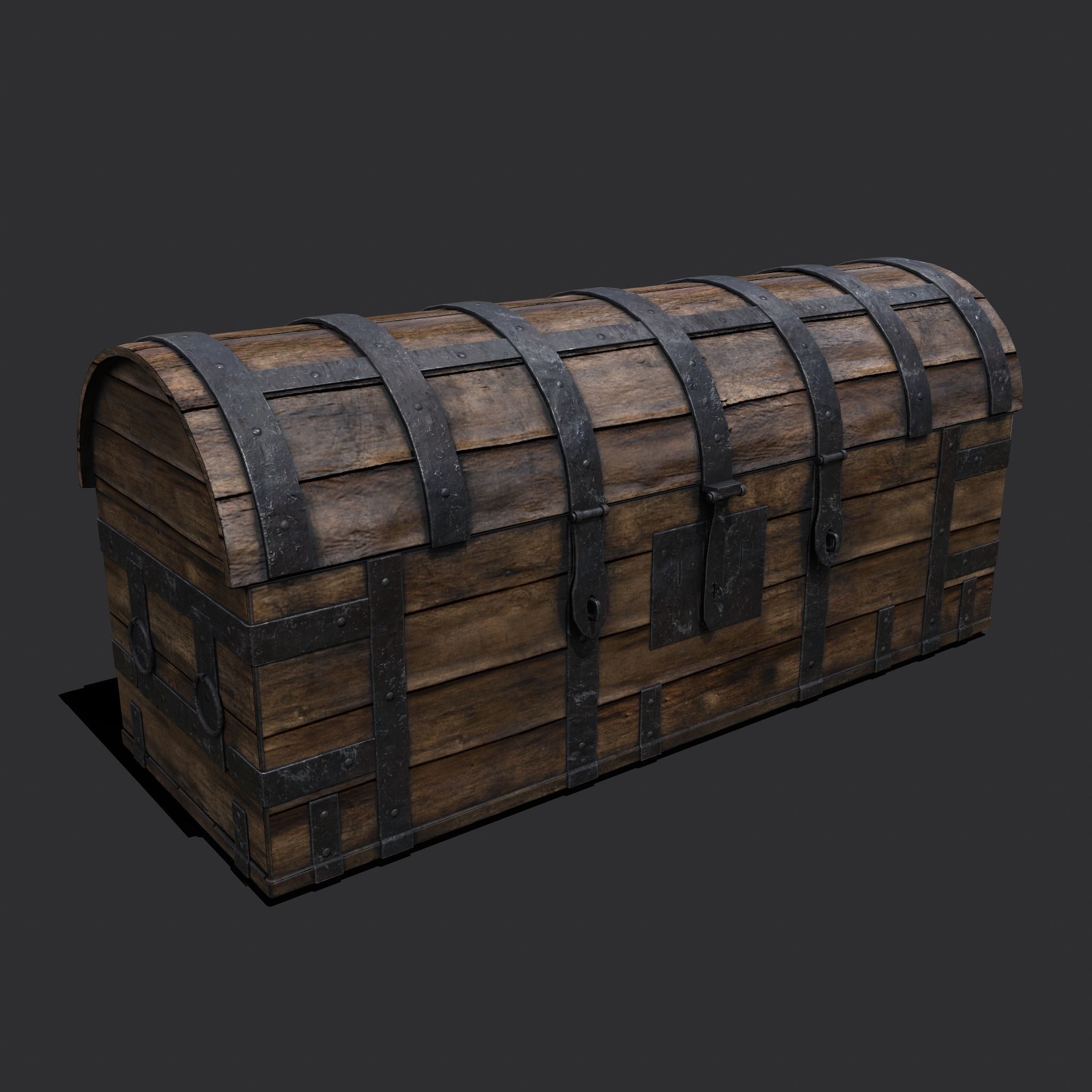Medieval Chest Iron Bound Decor Low-poly 3D model_6