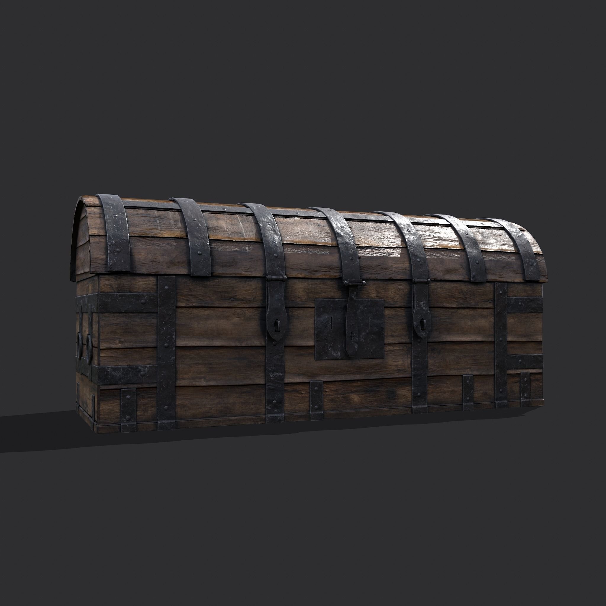 Medieval Chest Iron Bound Decor Low-poly 3D model_17