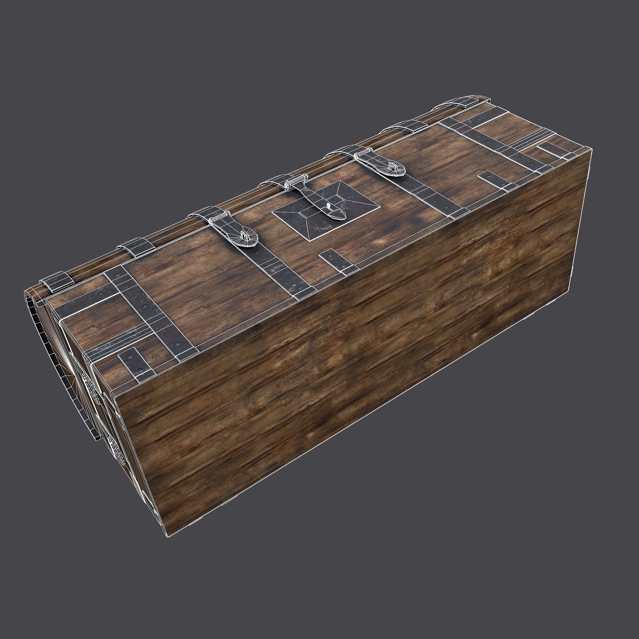 Medieval Chest Iron Bound Decor Low-poly 3D model_24