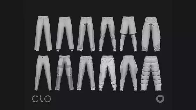 MALE PANTS PACK 2021 genesis8 zprj highpoly 3D model