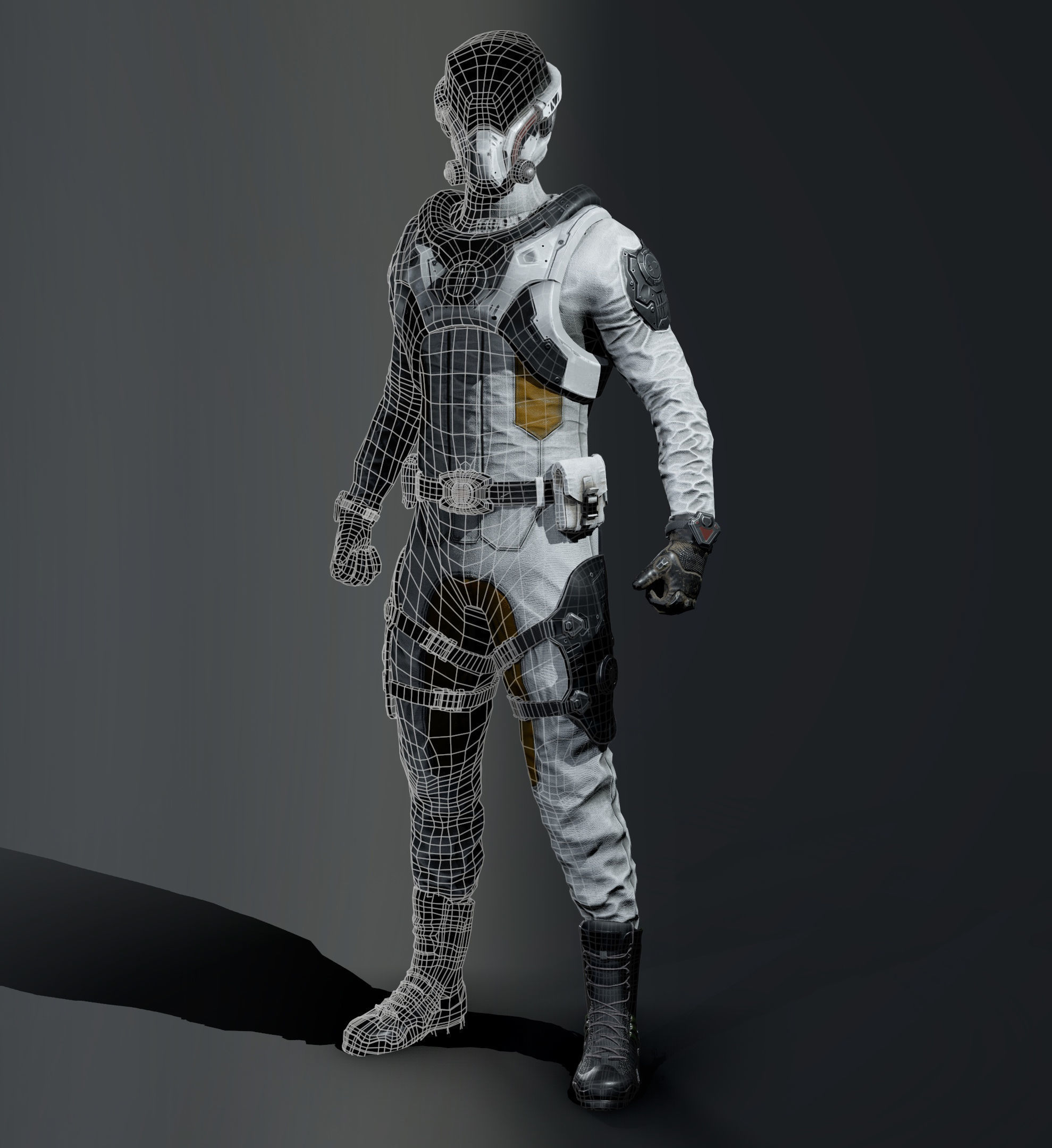 SCI-FI soldier Low-poly 3D model_3
