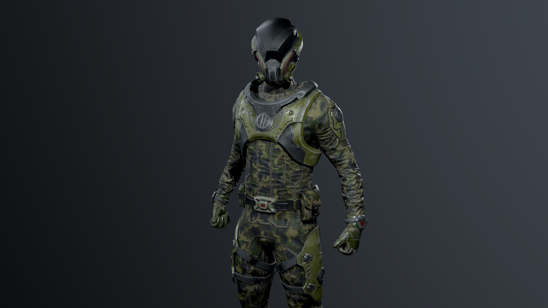 SCI-FI soldier Low-poly 3D model_16