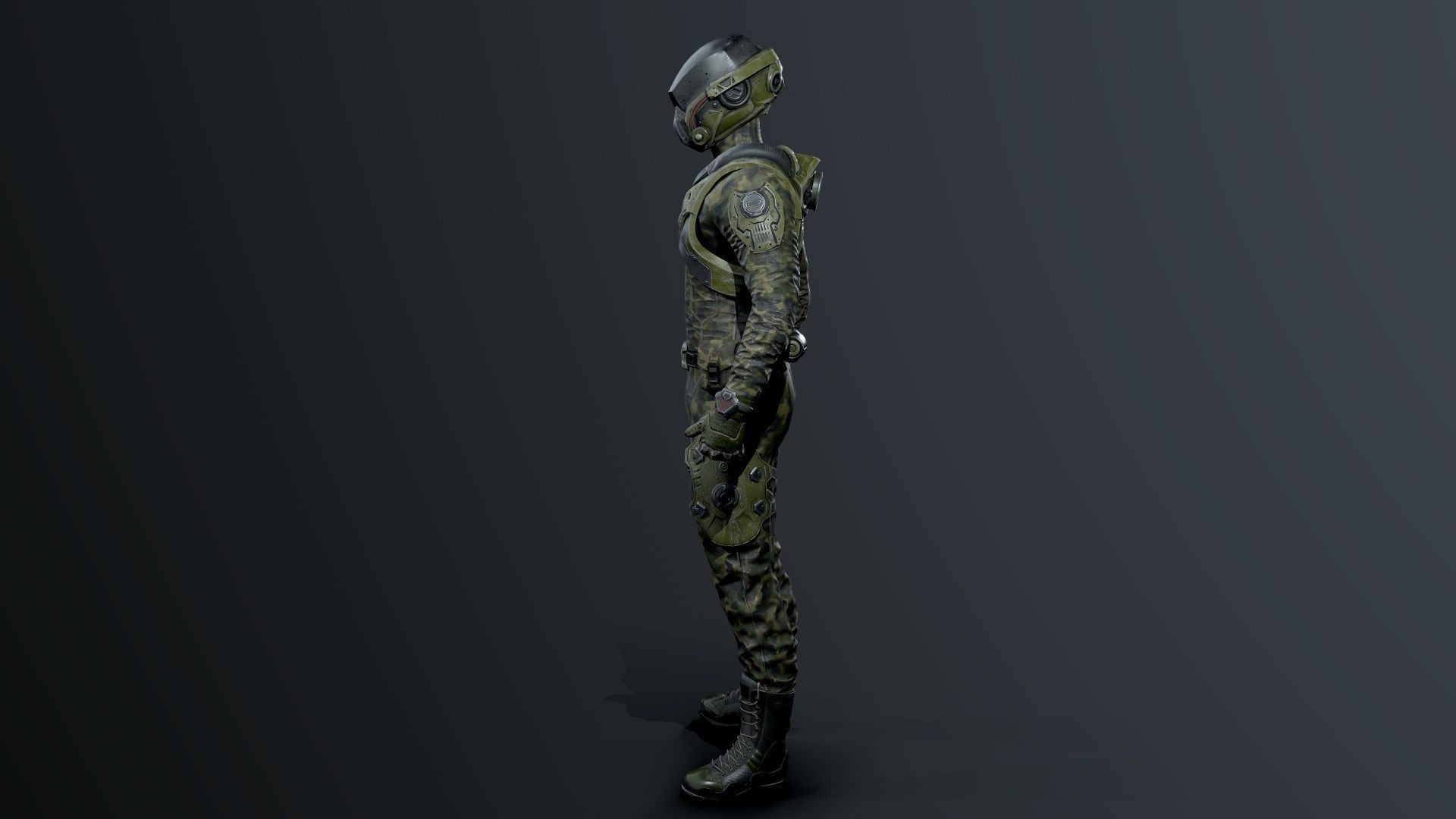 SCI-FI soldier Low-poly 3D model_14