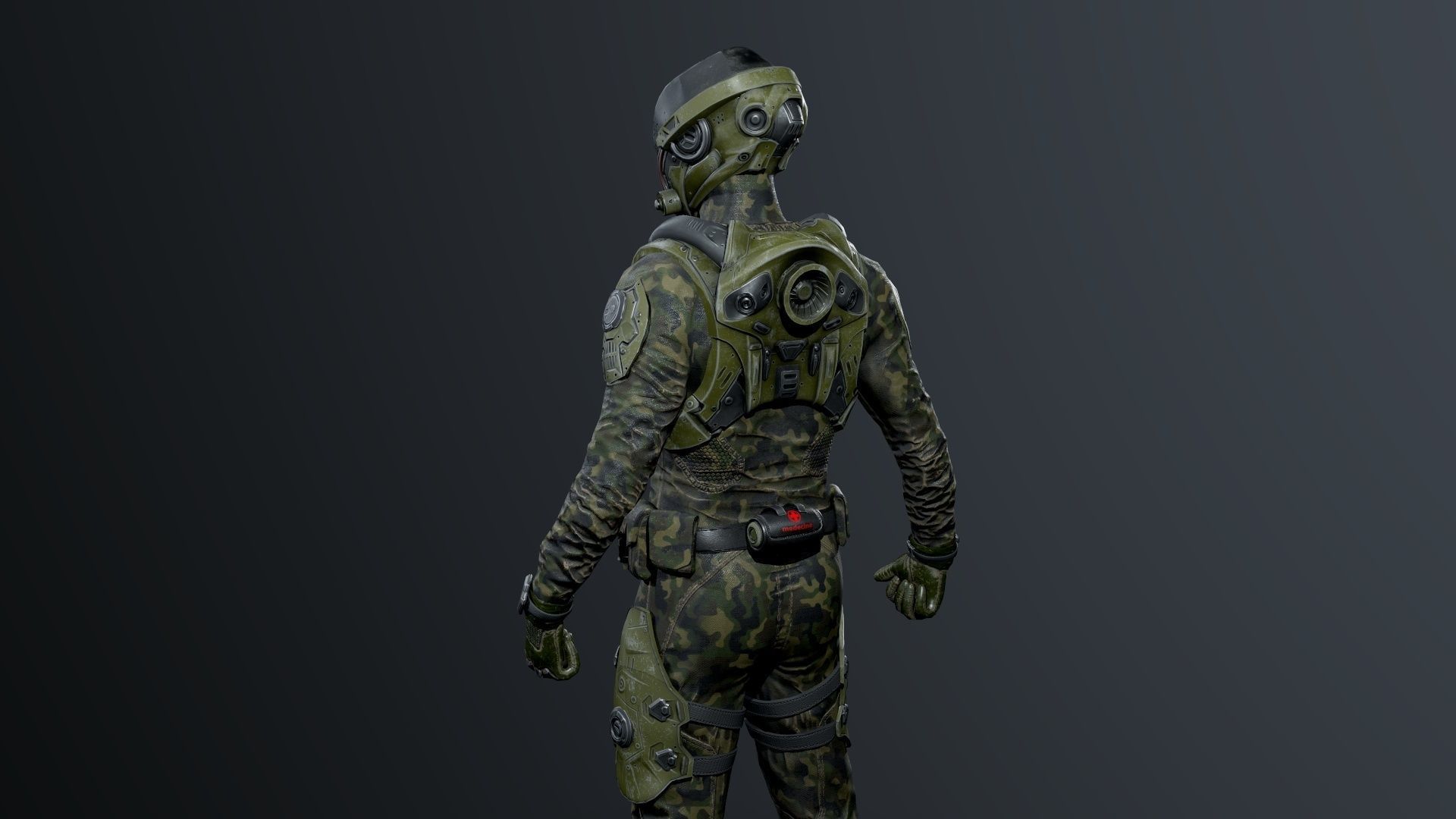 SCI-FI soldier Low-poly 3D model_10