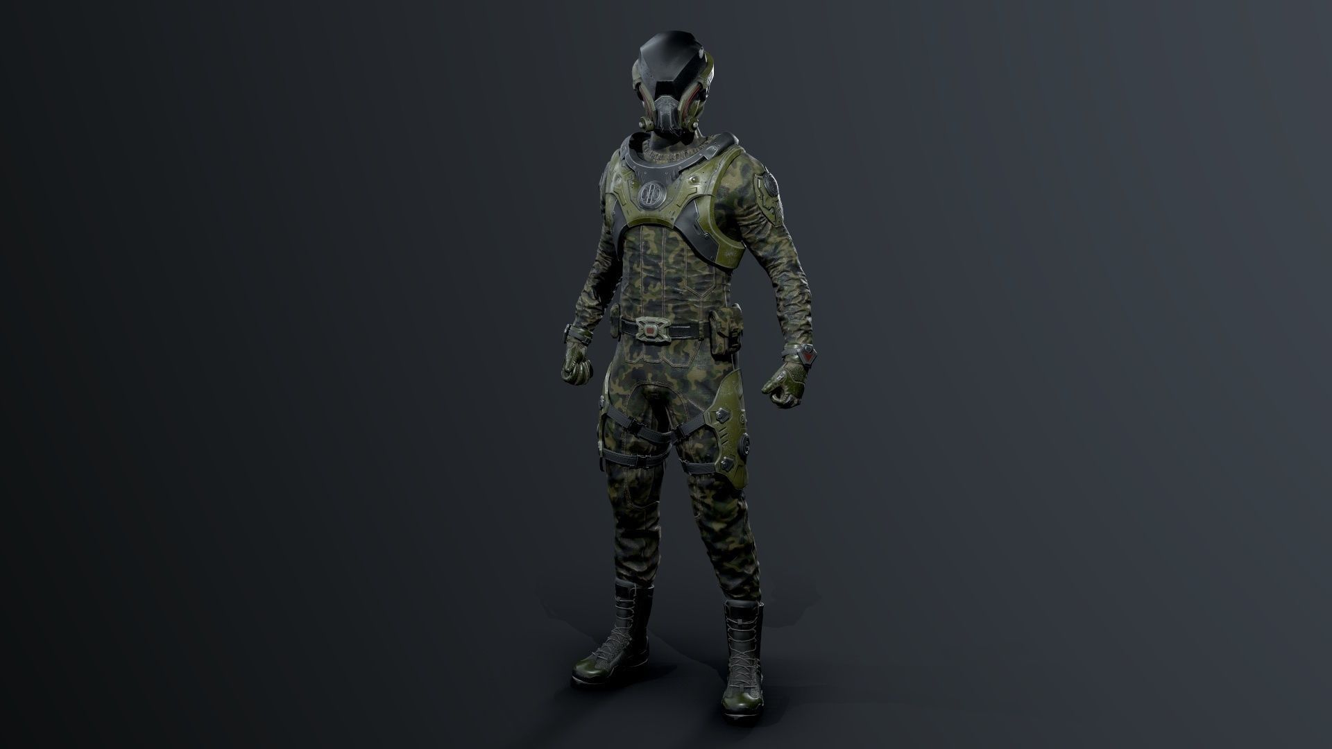 SCI-FI soldier Low-poly 3D model_8