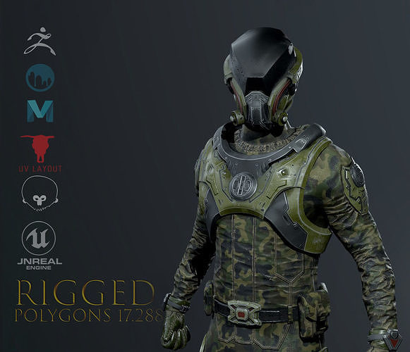 SCI-FI soldier Low-poly 3D model