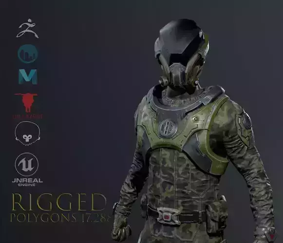 SCI-FI soldier Low-poly 3D model