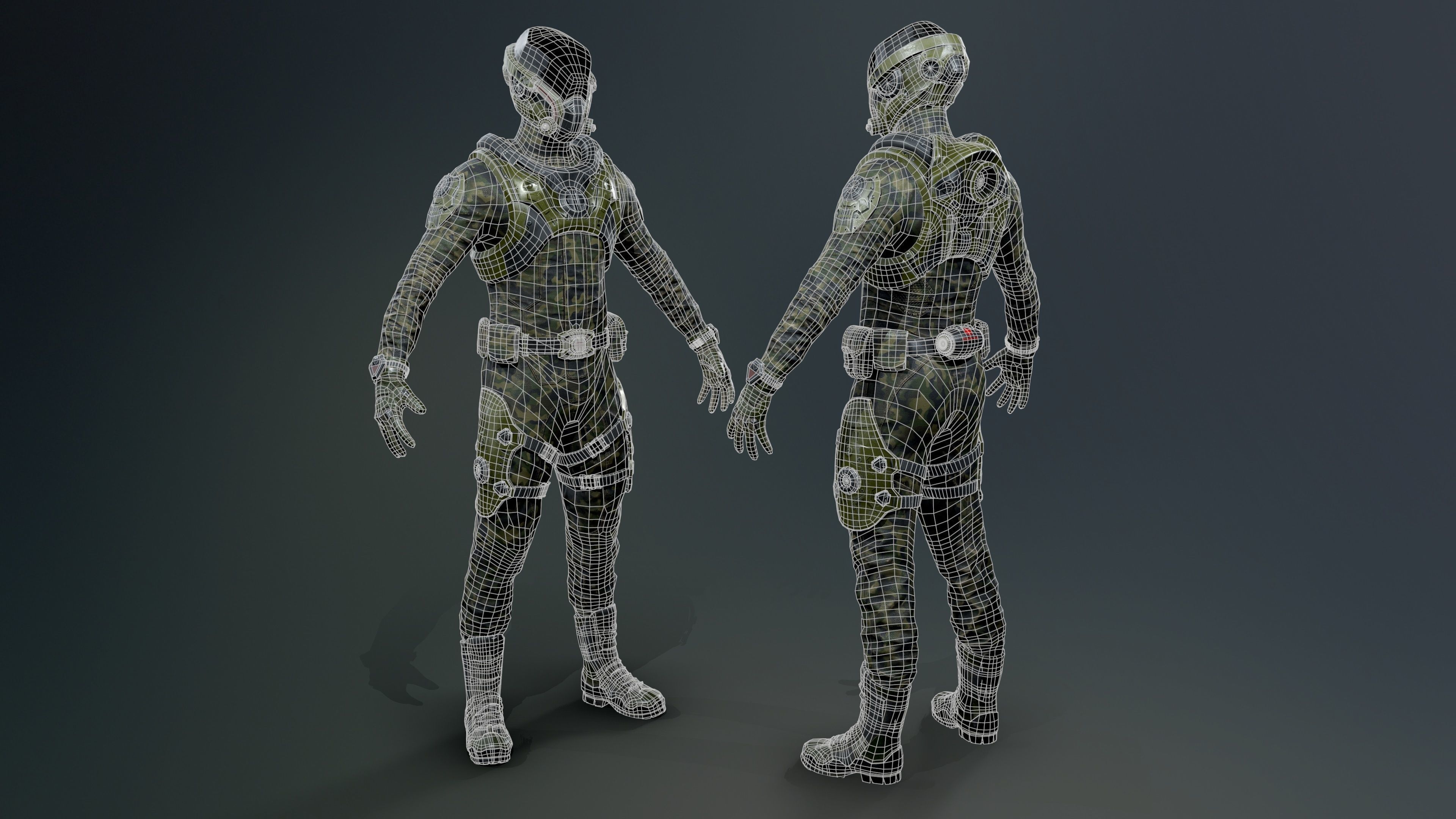 SCI-FI soldier Low-poly 3D model_5