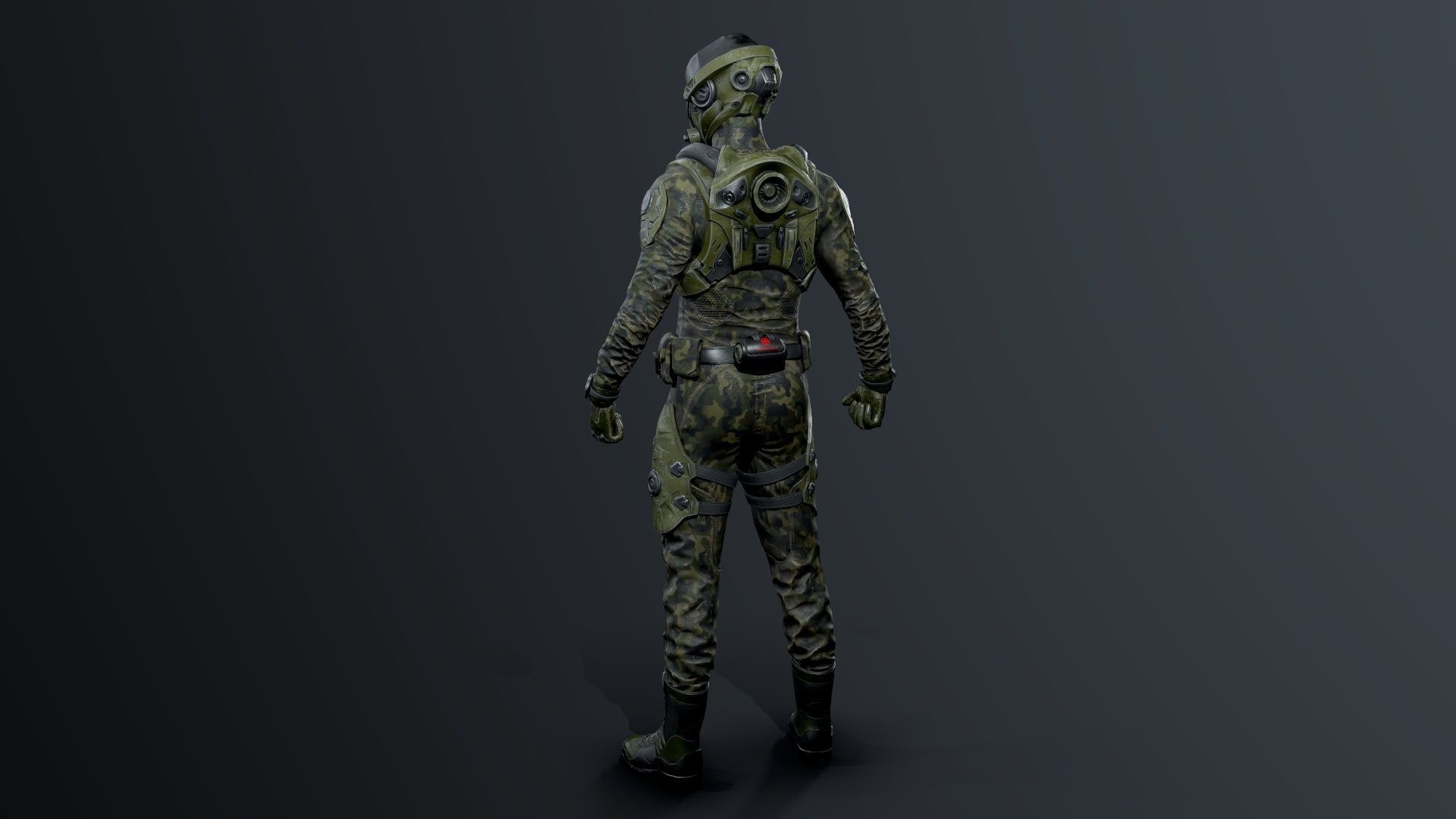 SCI-FI soldier Low-poly 3D model_12