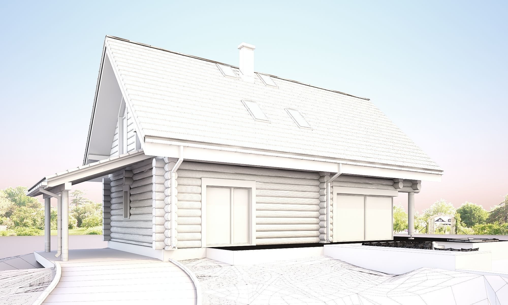 Wood house model 3d dom55 3D model 3D model_5
