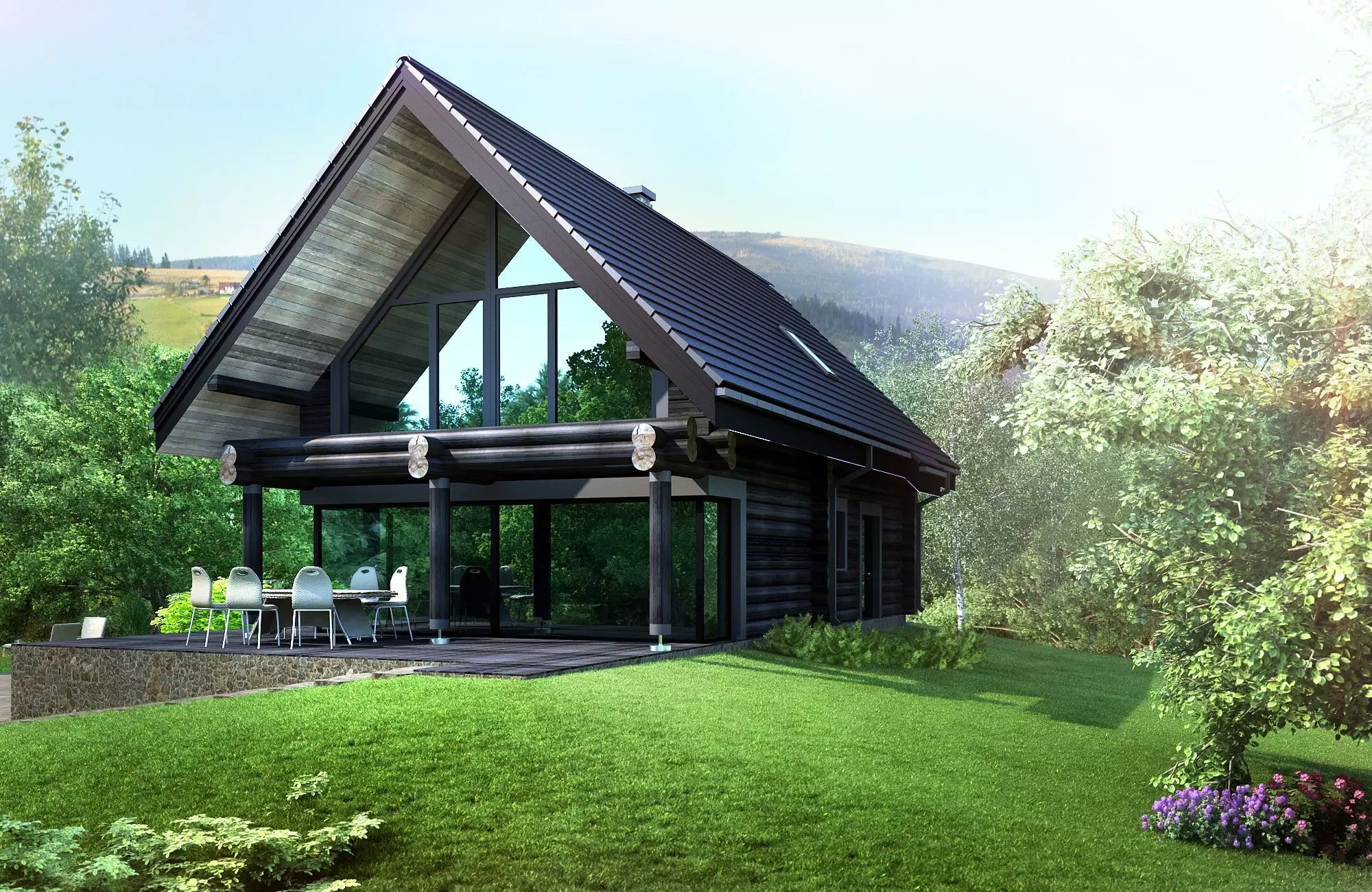 Wood house model 3d dom55 3D model 3D model_0