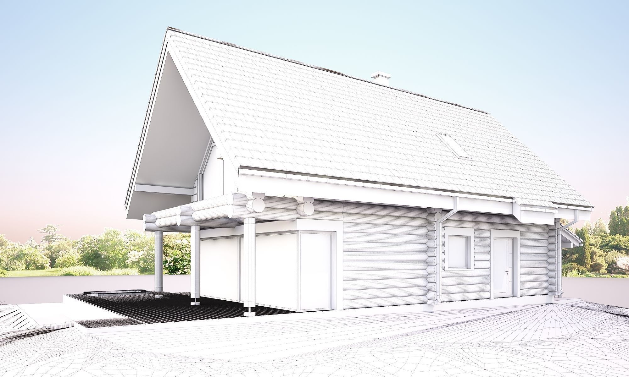 Wood house model 3d dom55 3D model 3D model_6