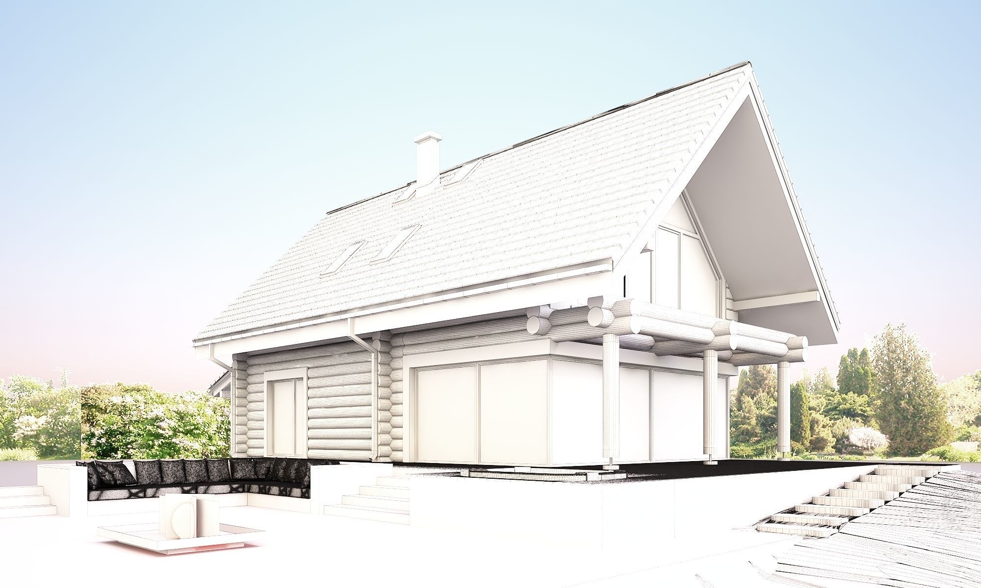 Wood house model 3d dom55 3D model 3D model_7