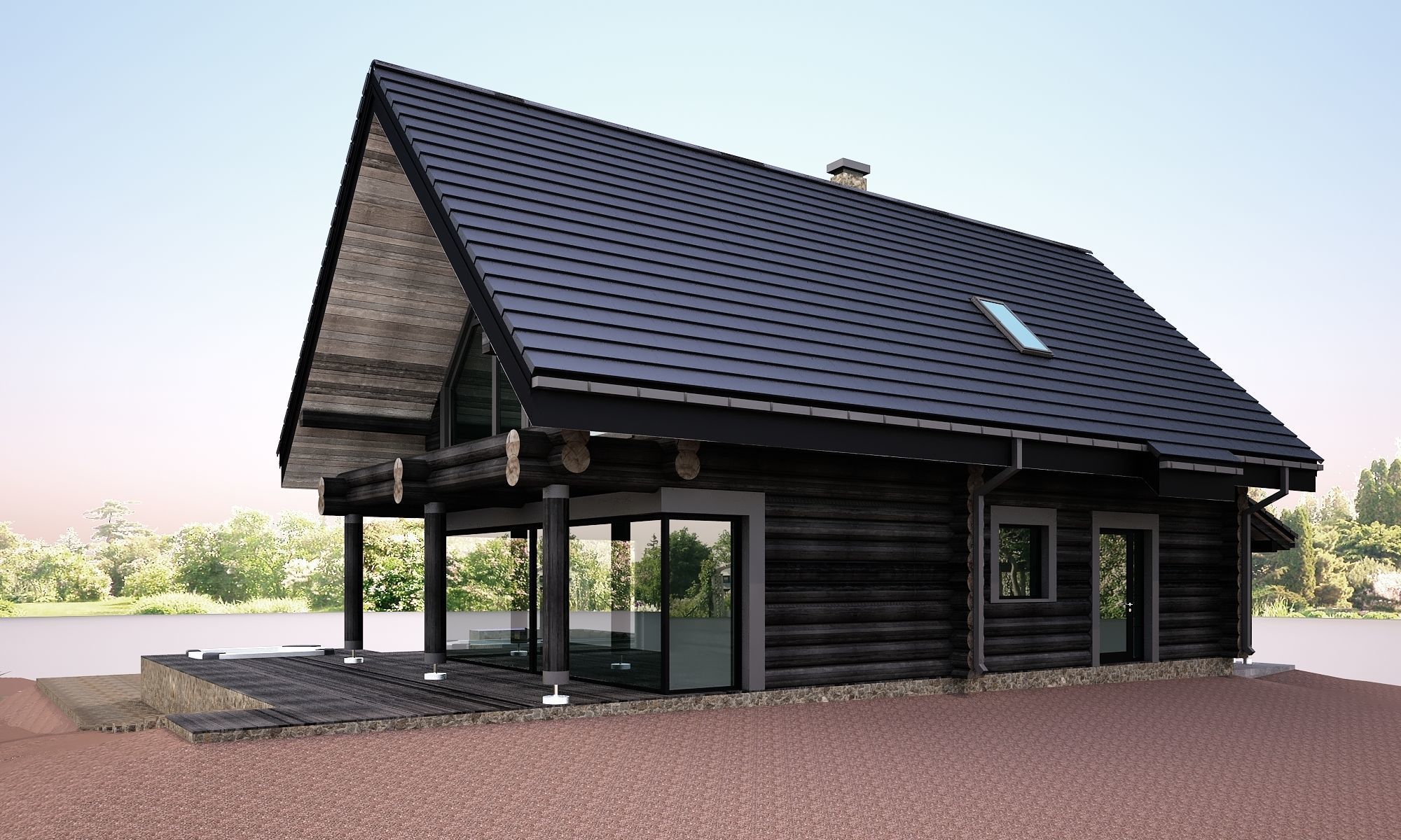 Wood house model 3d dom55 3D model 3D model_2