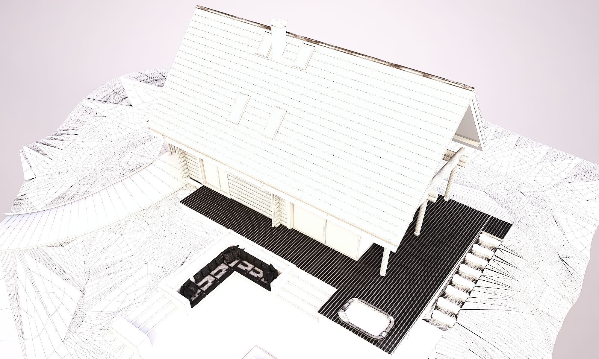 Wood house model 3d dom55 3D model 3D model_9