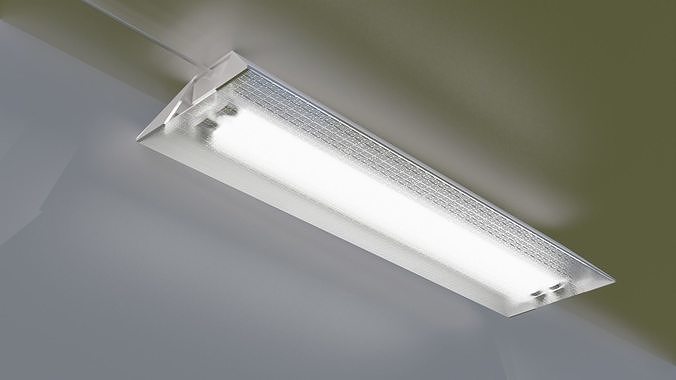 Fluorescent Light with Cord and Plug Free low-poly 3D model