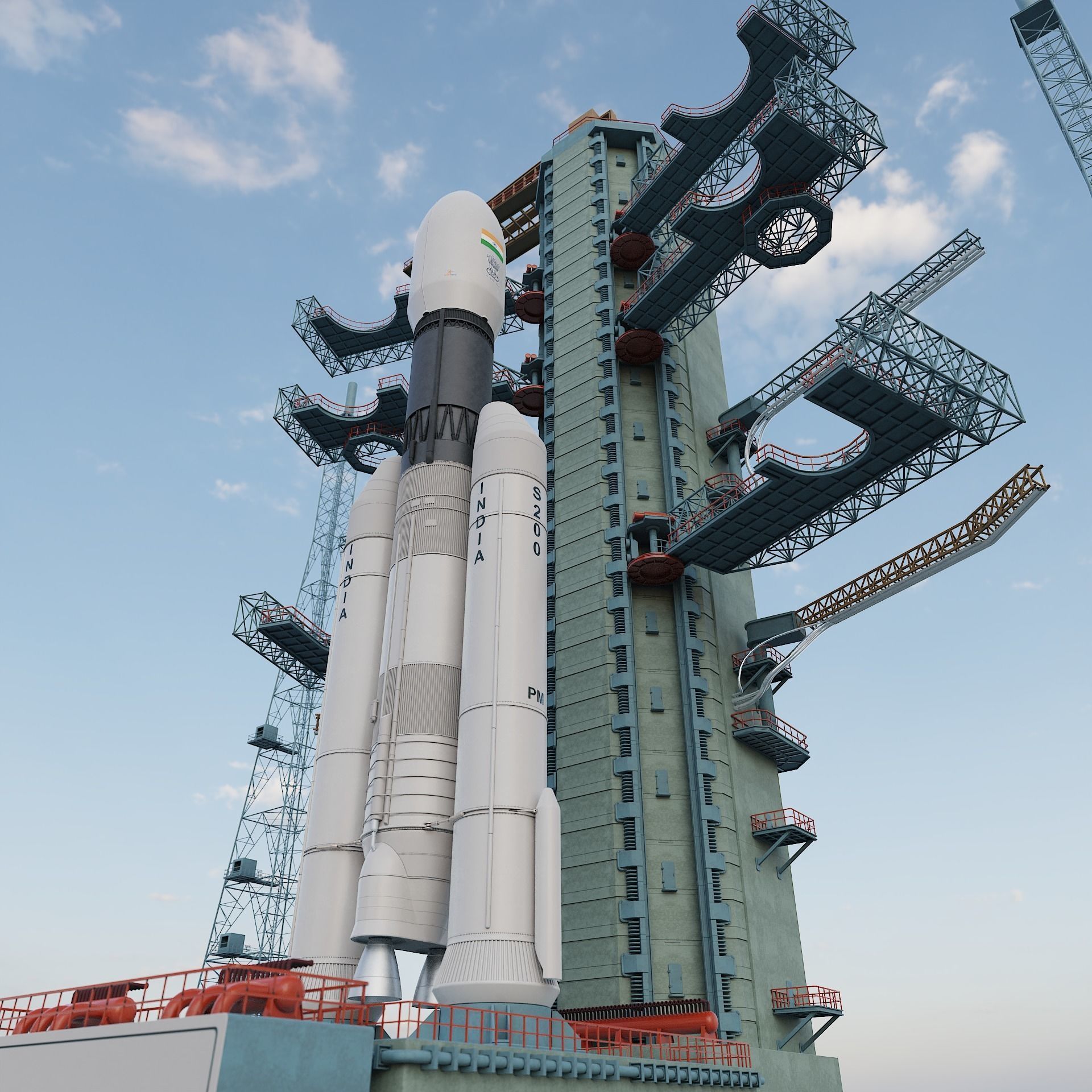 GSLV rocket 3D model_1