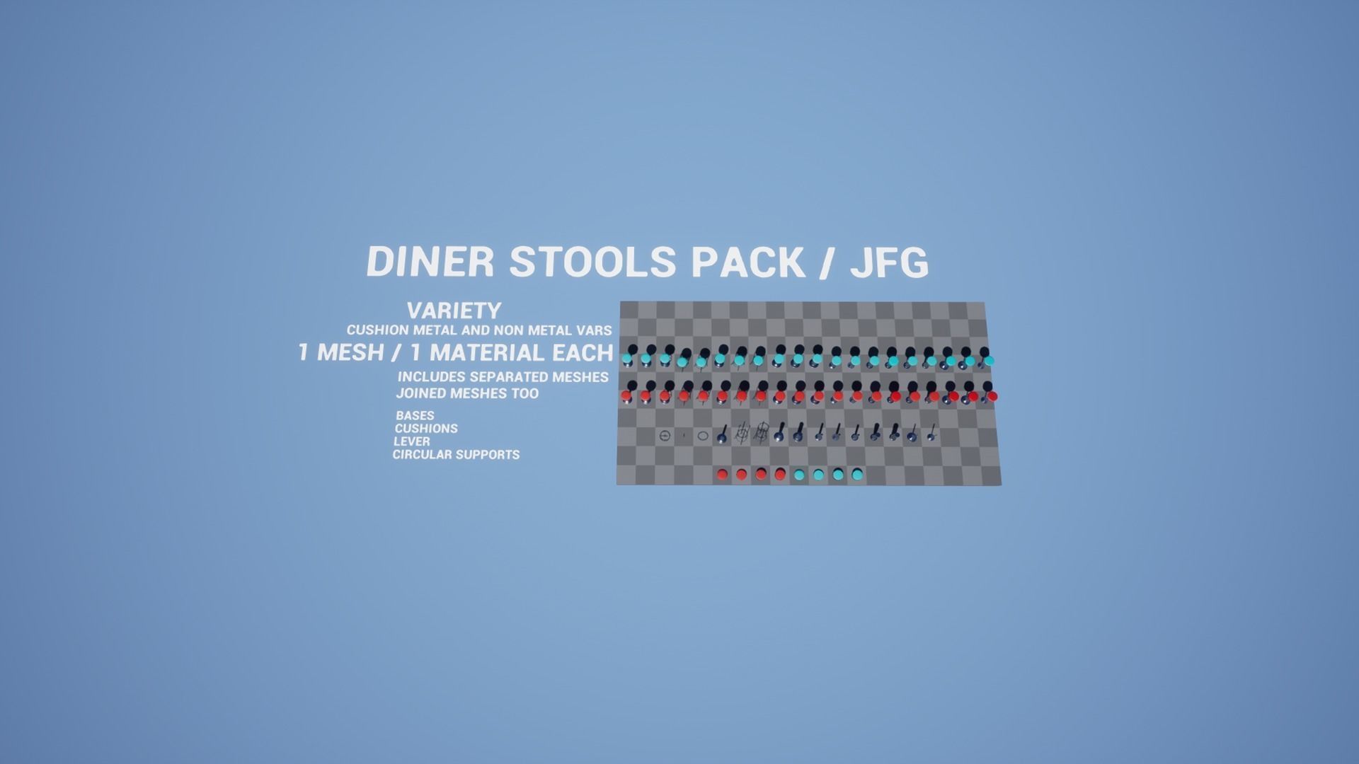 Diner Stools Pack JFG V3 - REV2 Low-poly 3D model_17