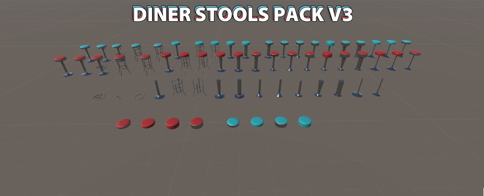 Diner Stools Pack JFG V3 - REV2 Low-poly 3D model_32