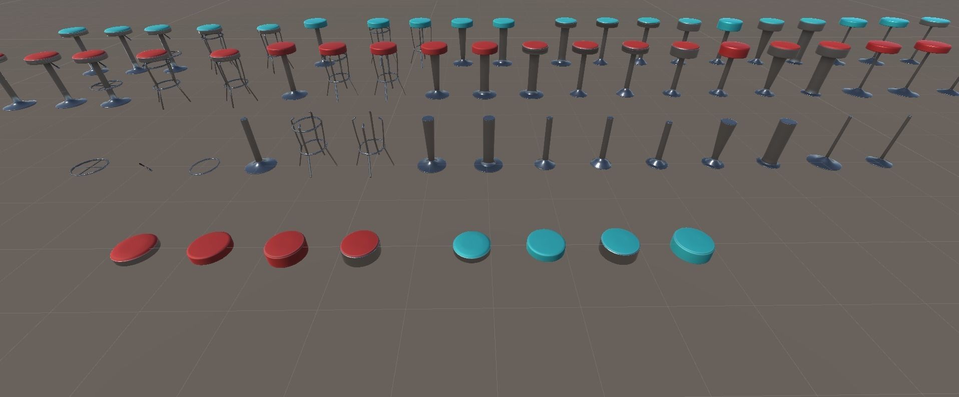 Diner Stools Pack JFG V3 - REV2 Low-poly 3D model_36