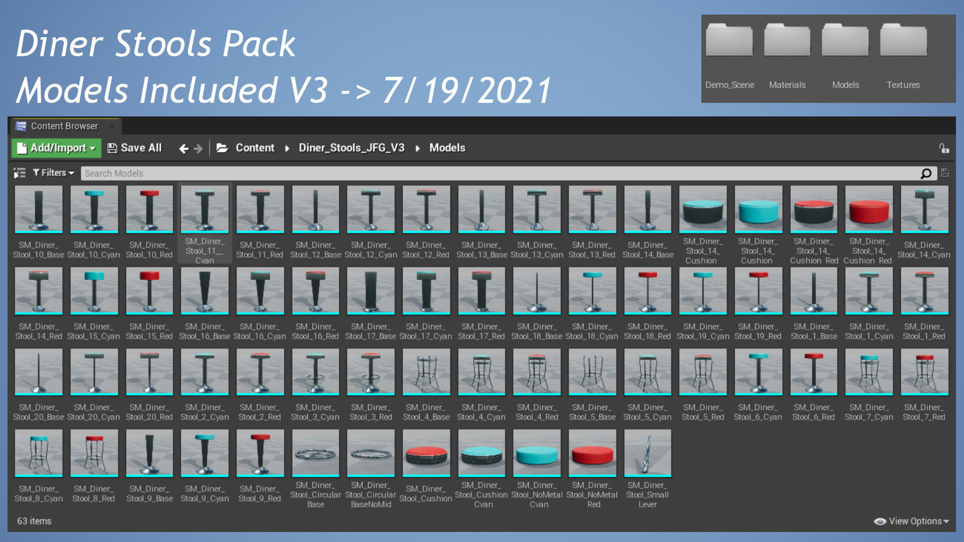 Diner Stools Pack JFG V3 - REV2 Low-poly 3D model_31