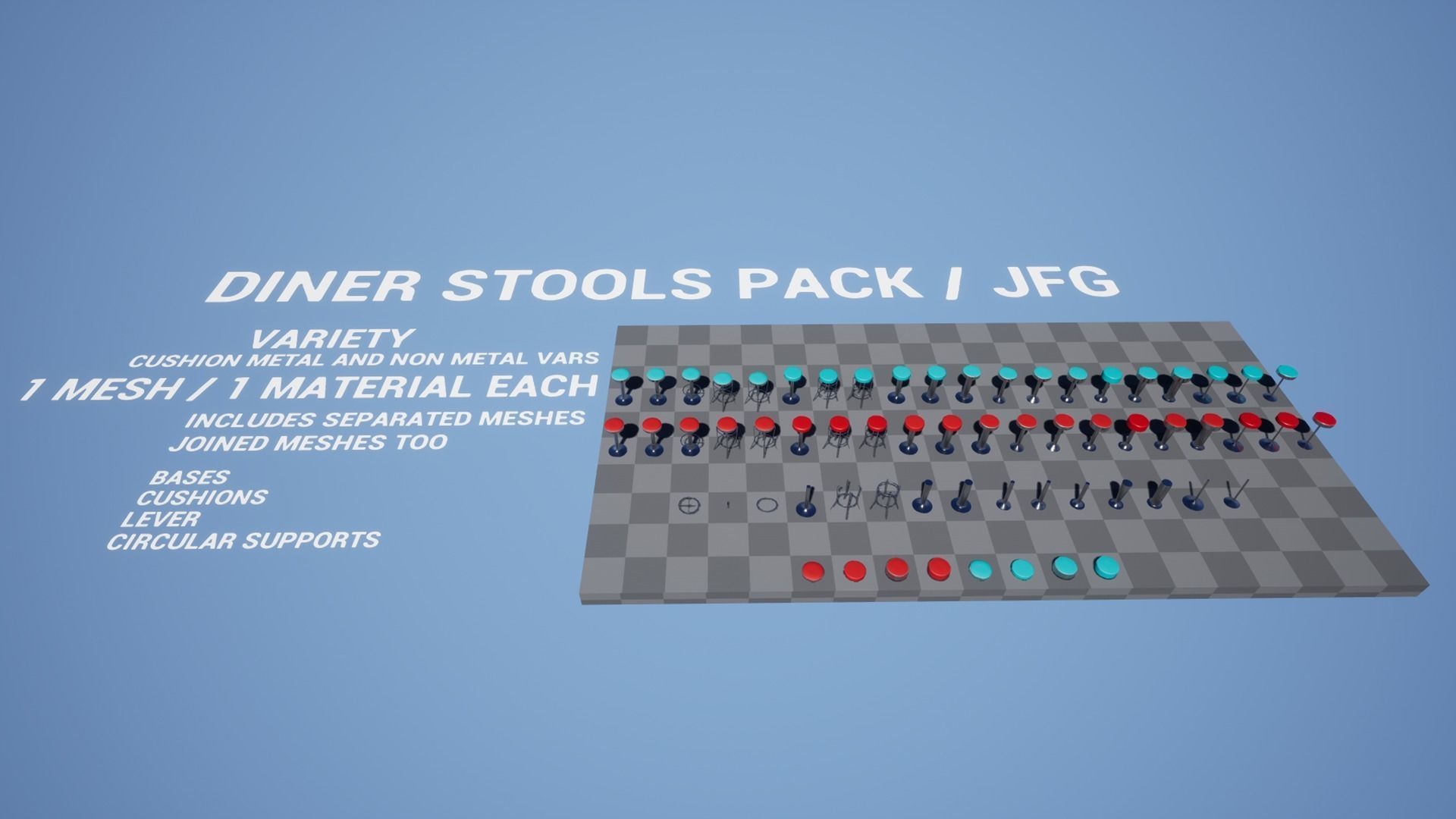 Diner Stools Pack JFG V3 - REV2 Low-poly 3D model_18