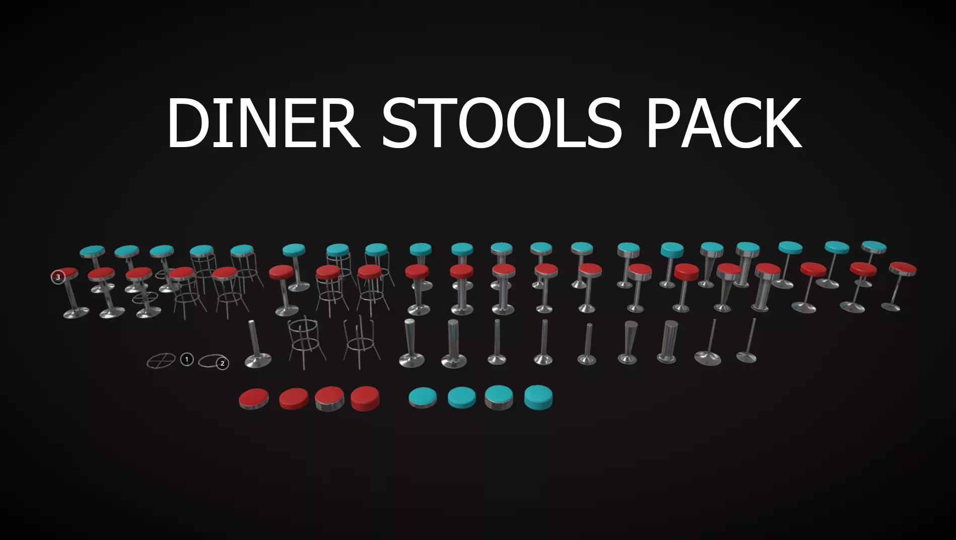Diner Stools Pack JFG V3 - REV2 Low-poly 3D model_0