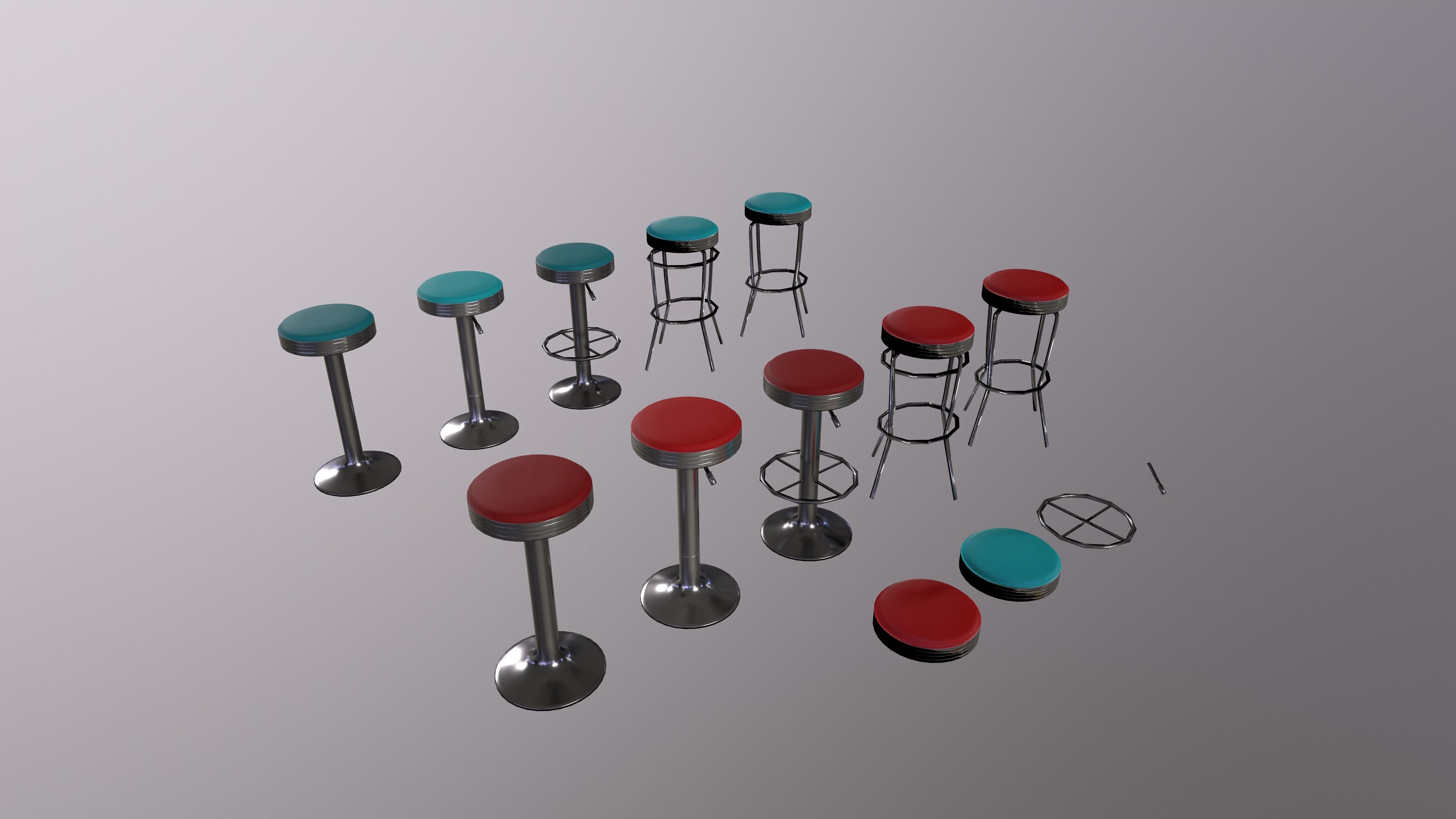 Diner Stools Pack JFG V3 - REV2 Low-poly 3D model_56