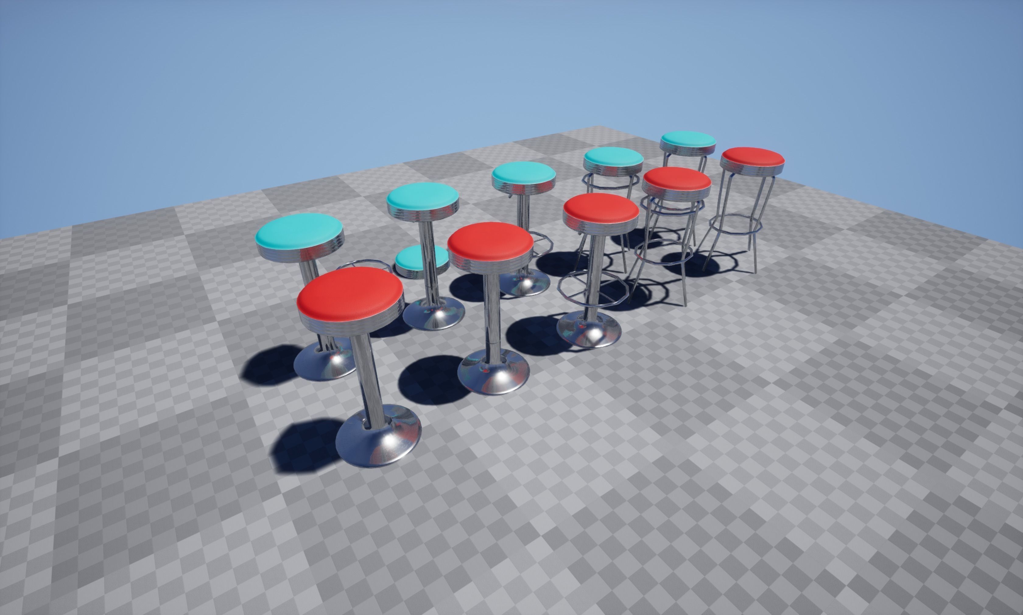 Diner Stools Pack JFG V3 - REV2 Low-poly 3D model_51