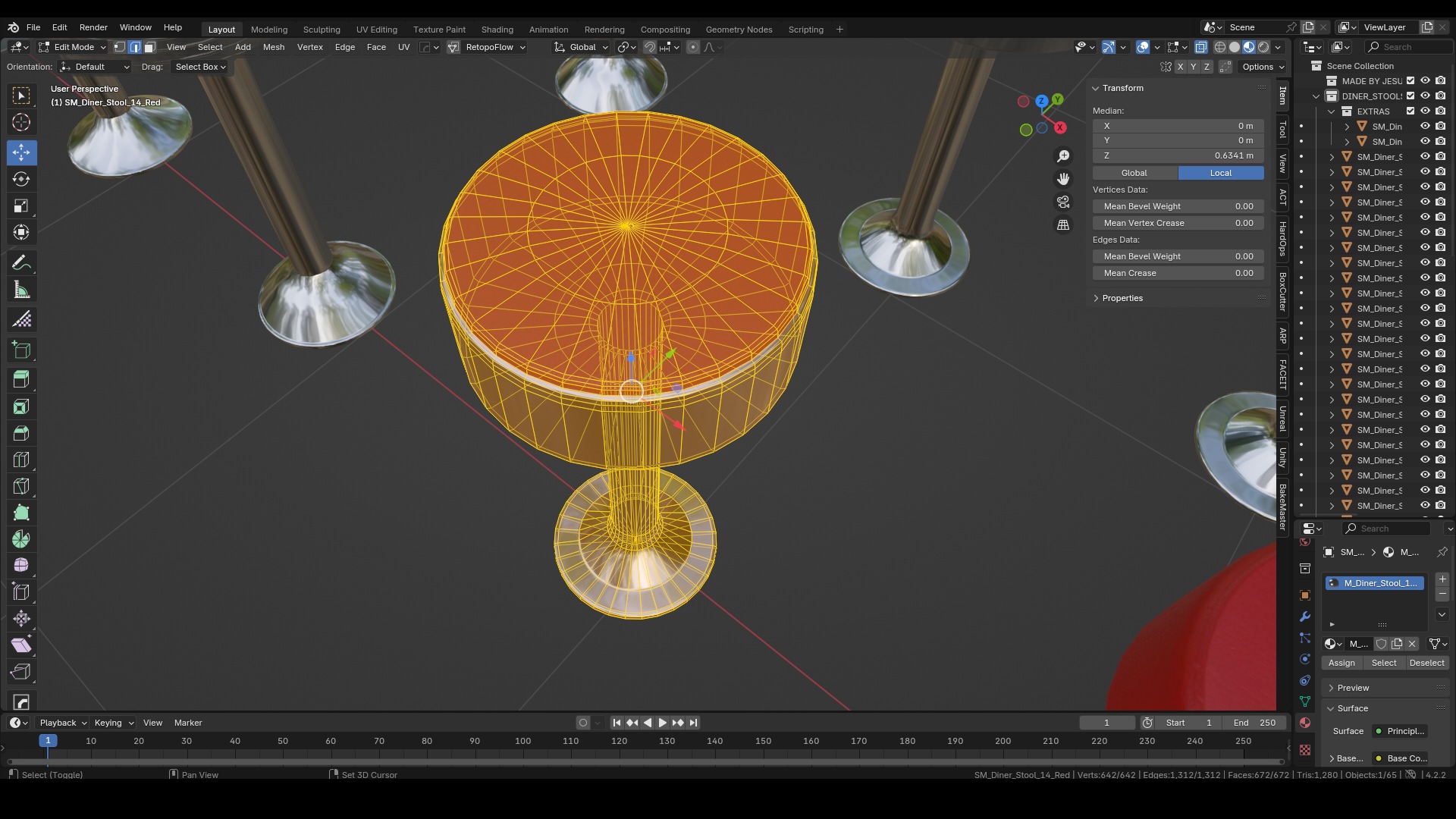 Diner Stools Pack JFG V3 - REV2 Low-poly 3D model_10