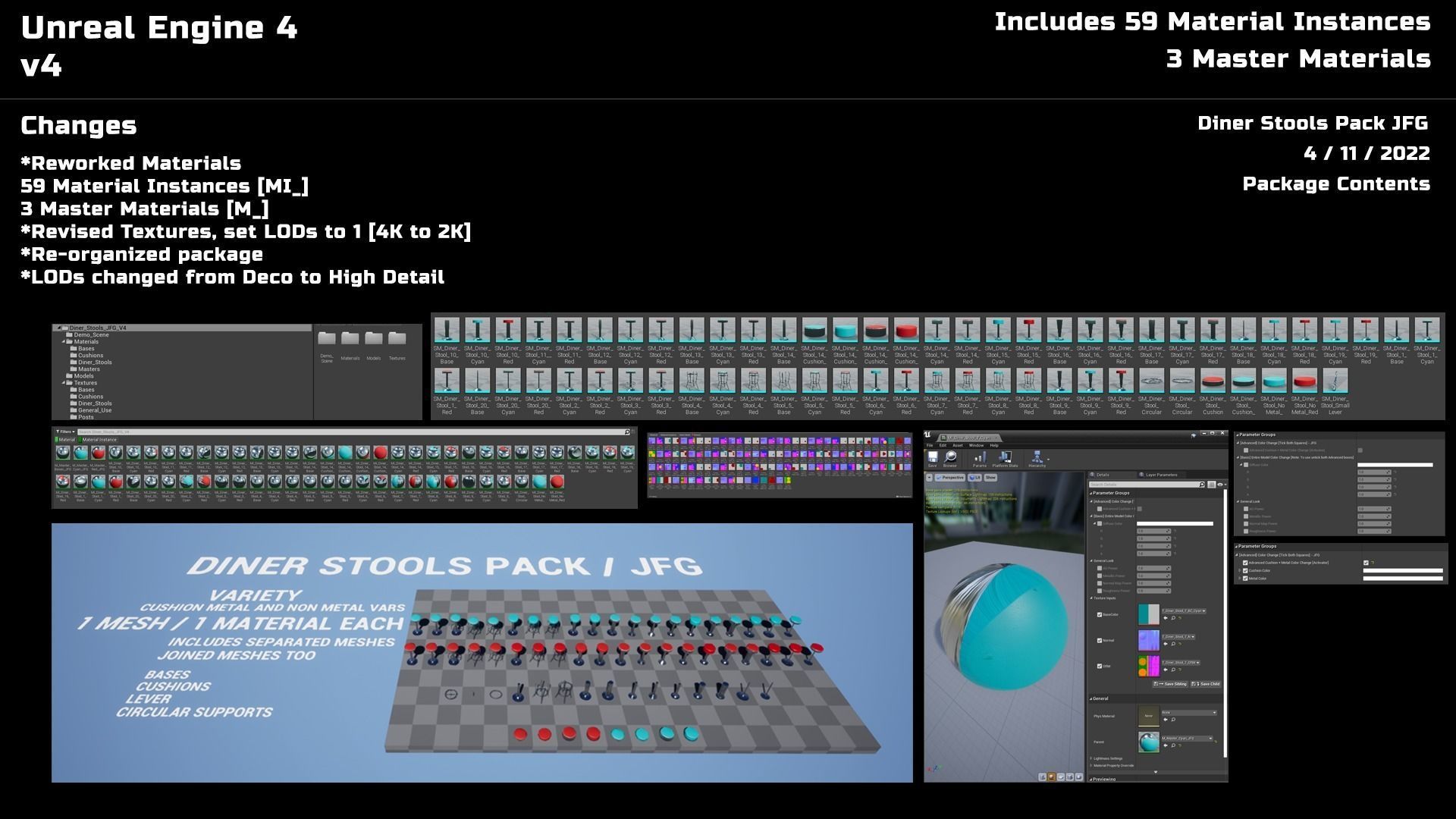 Diner Stools Pack JFG V3 - REV2 Low-poly 3D model_15