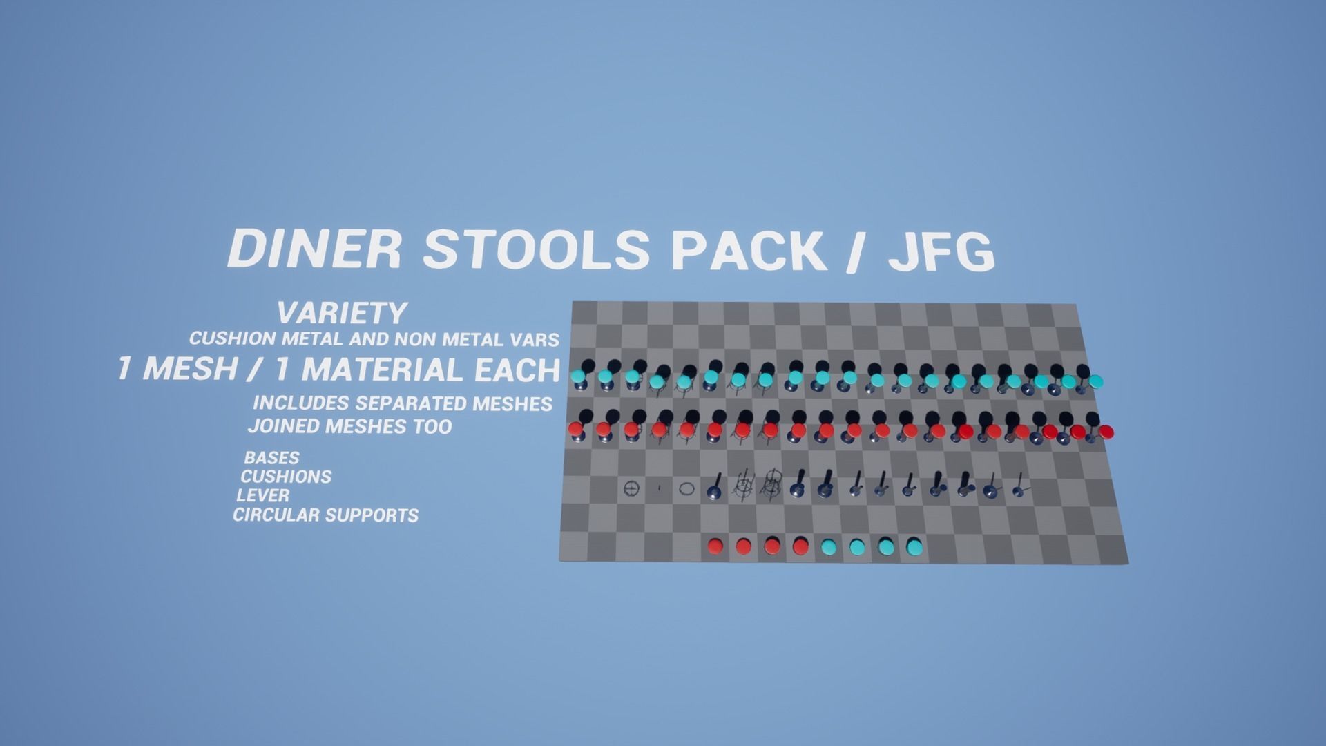 Diner Stools Pack JFG V3 - REV2 Low-poly 3D model_30