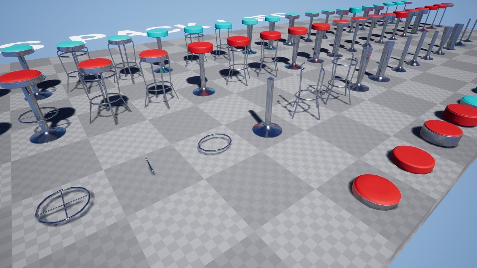 Diner Stools Pack JFG V3 - REV2 Low-poly 3D model_22